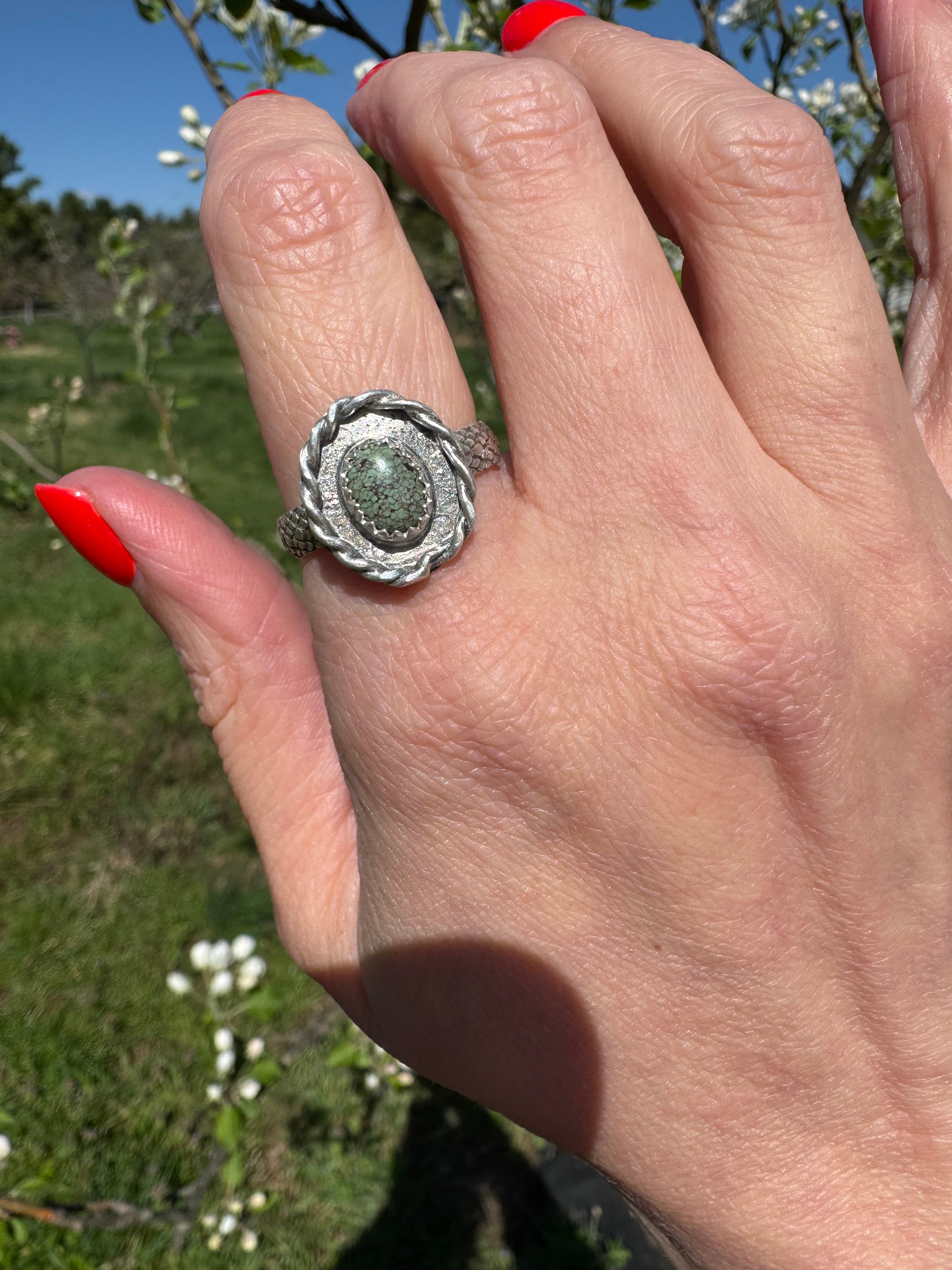 Egyptian Turquoise Nest Ring (size 9.5/9.75)