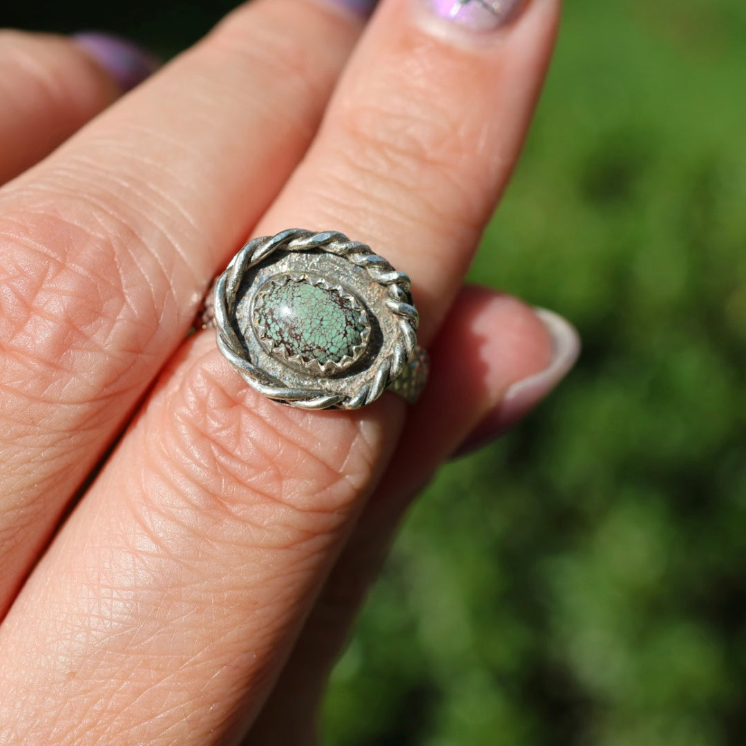 Egyptian Turquoise Nest Ring (size 6.5/6.75)