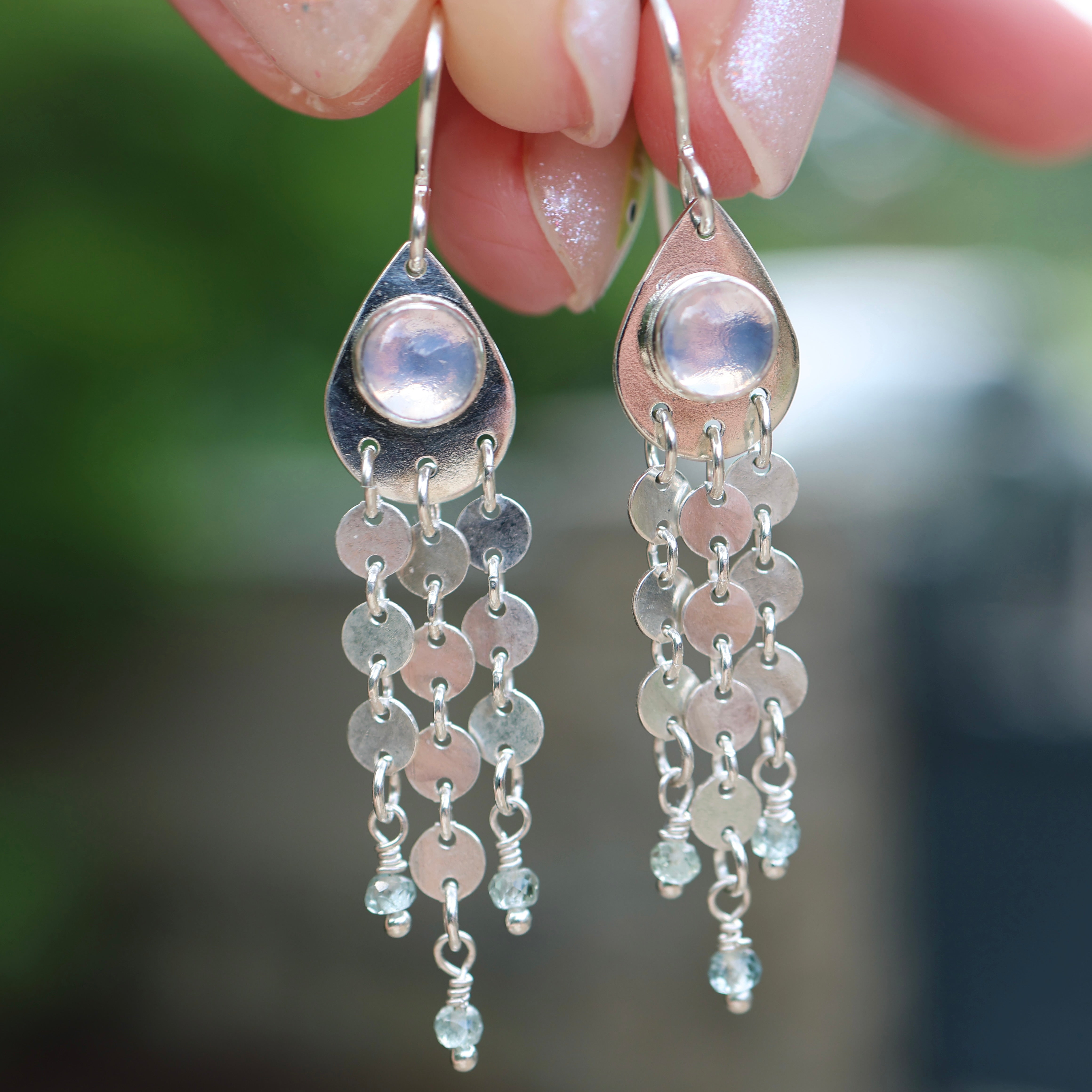 Lavender Moon Quartz & Montana Sapphire Earrings