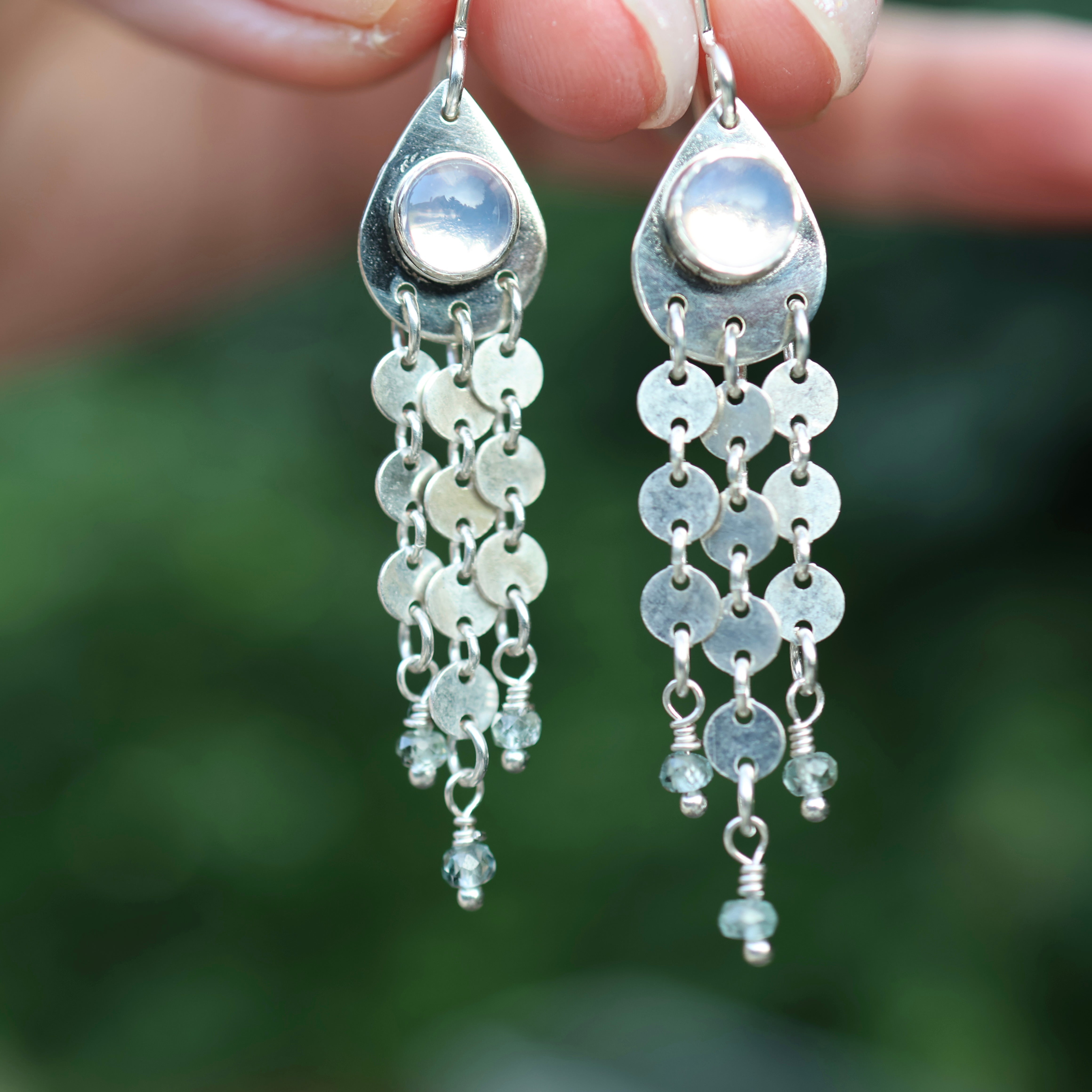 Lavender Moon Quartz & Montana Sapphire Earrings