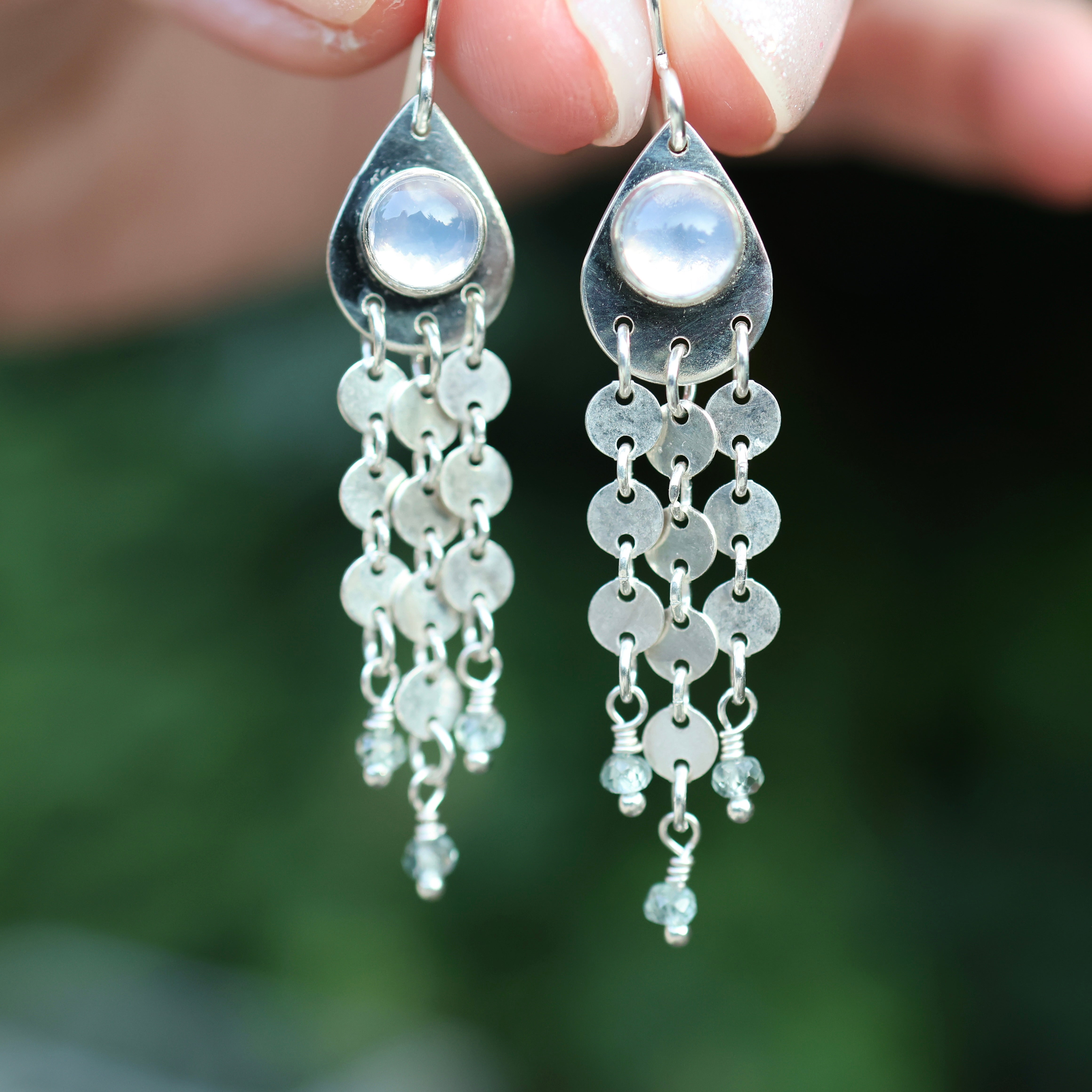 Lavender Moon Quartz & Montana Sapphire Earrings