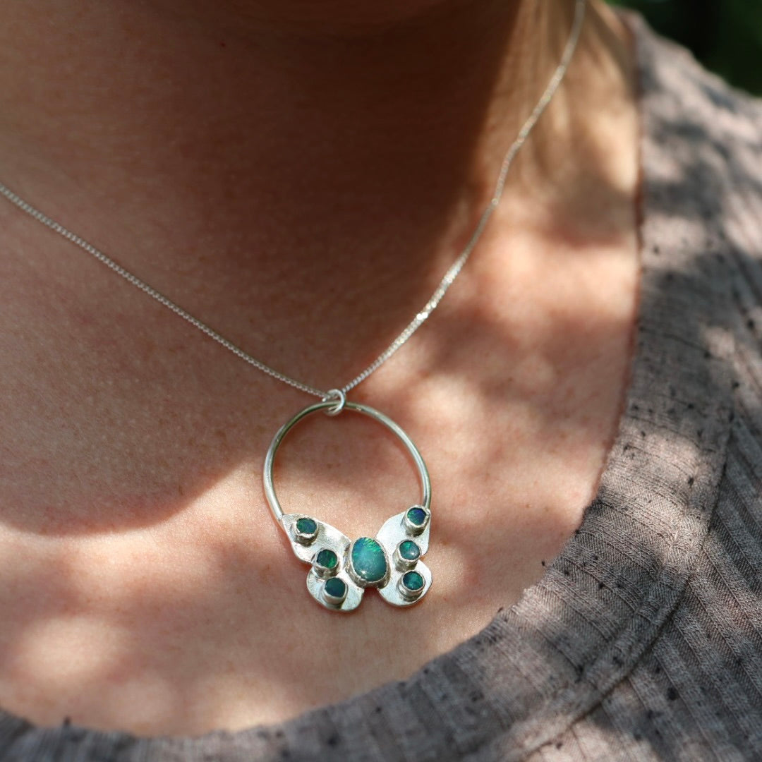 Opal Butterfly Necklace