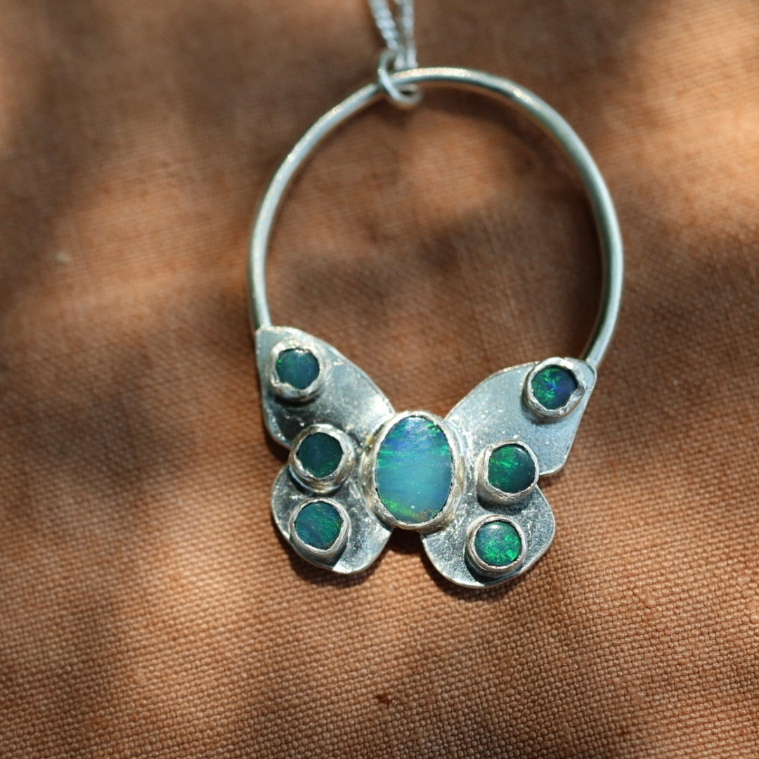 Opal Butterfly Necklace