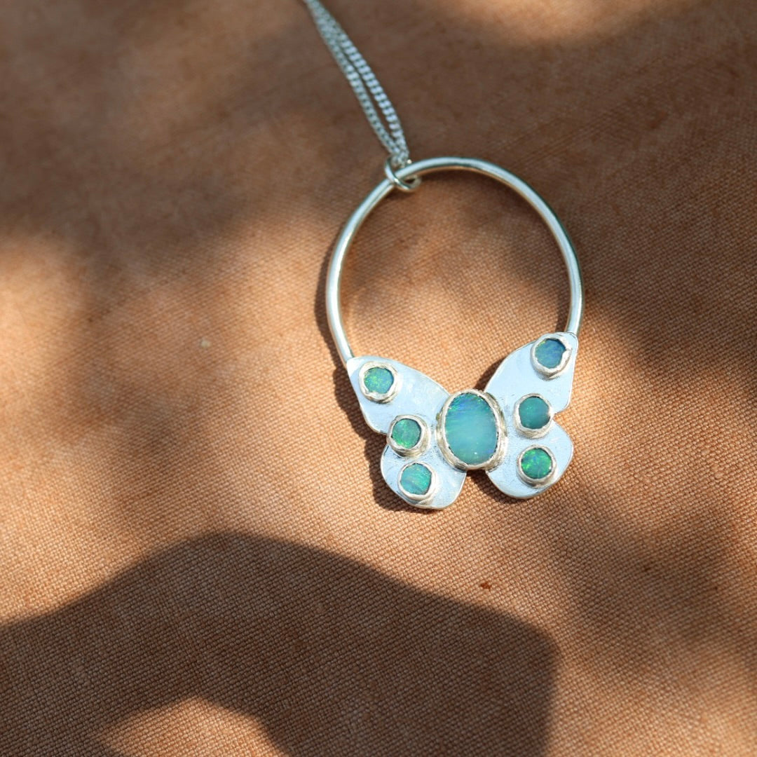 Opal Butterfly Necklace