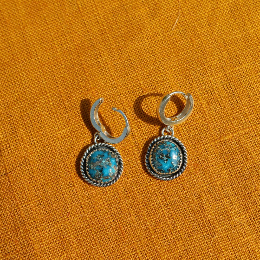 Persian Turquoise Earrings | Huggie Hoops