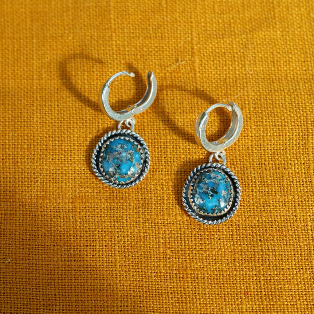 Persian Turquoise Earrings | Huggie Hoops