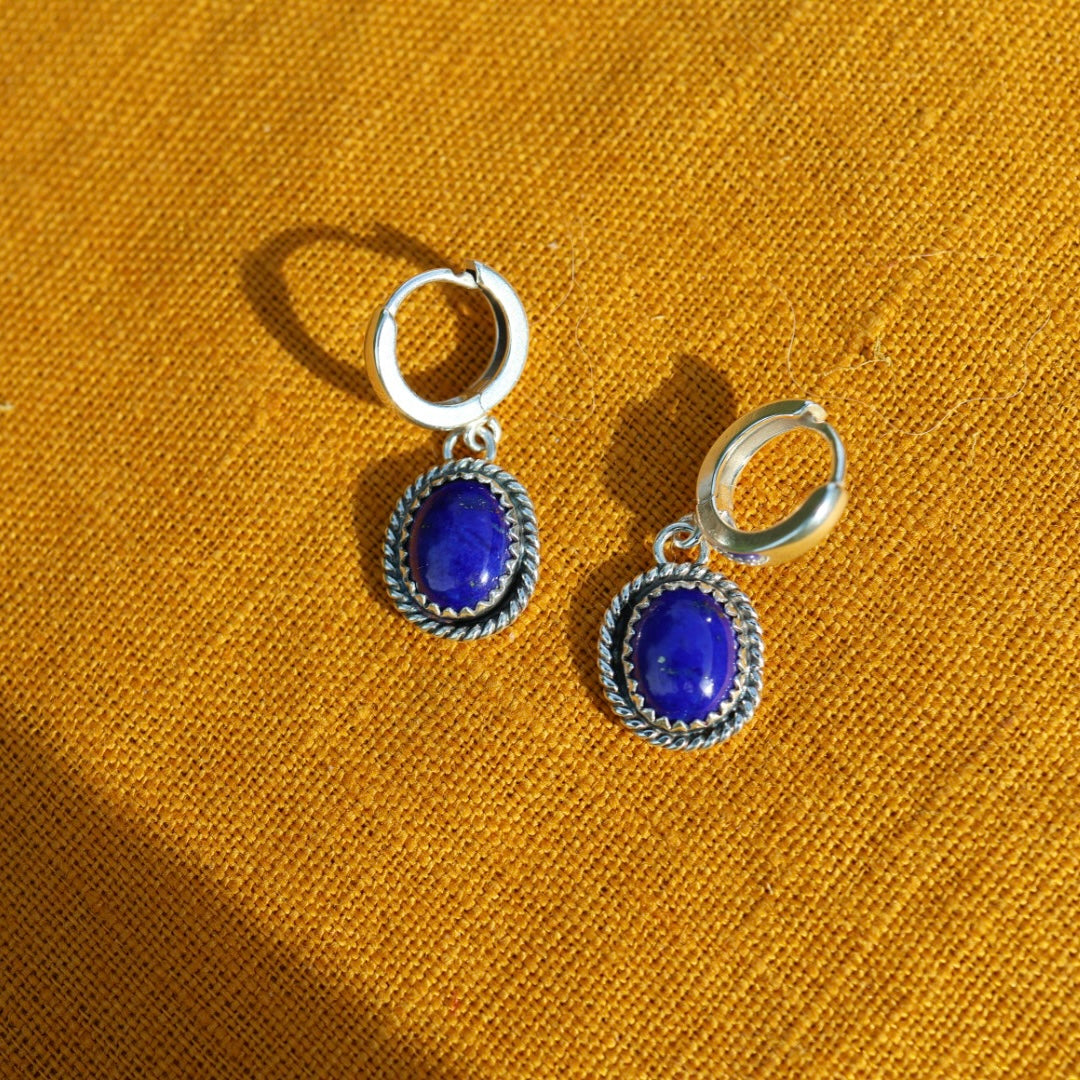 Lapis Earrings | Huggie Hoops