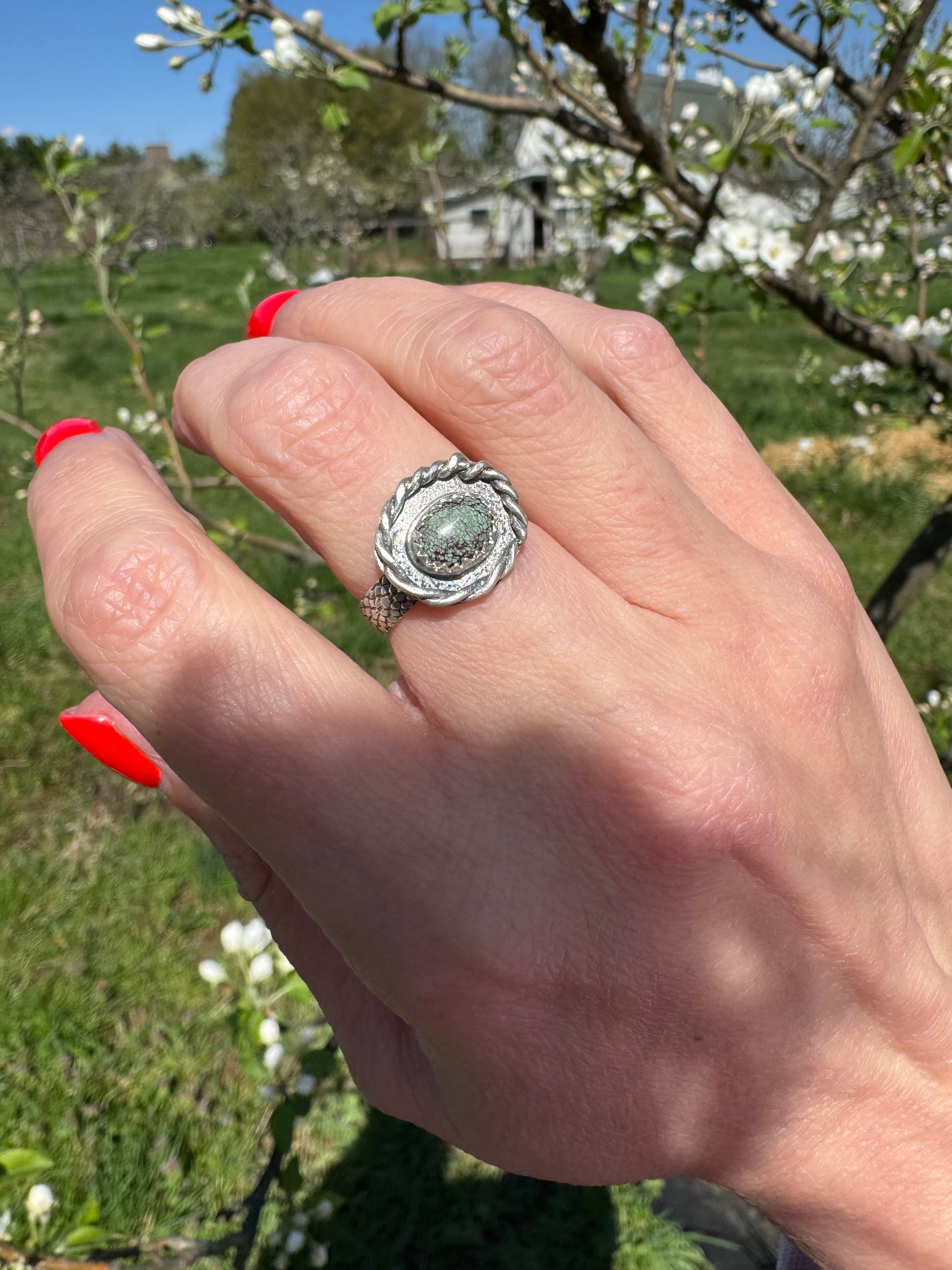 Egyptian Turquoise Nest Ring (size 6.5/6.75)