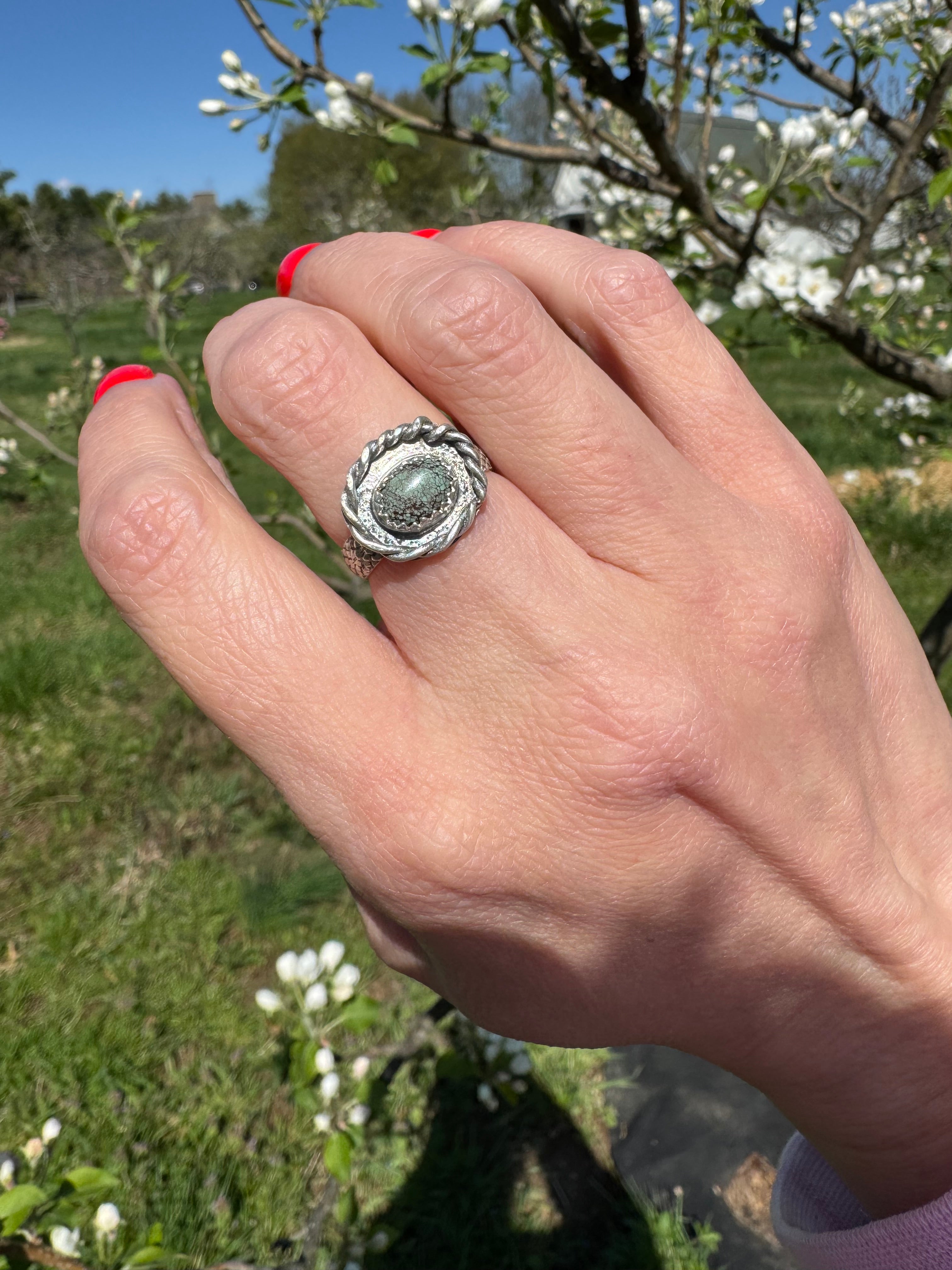 Egyptian Turquoise Nest Ring (size 6.5/6.75)
