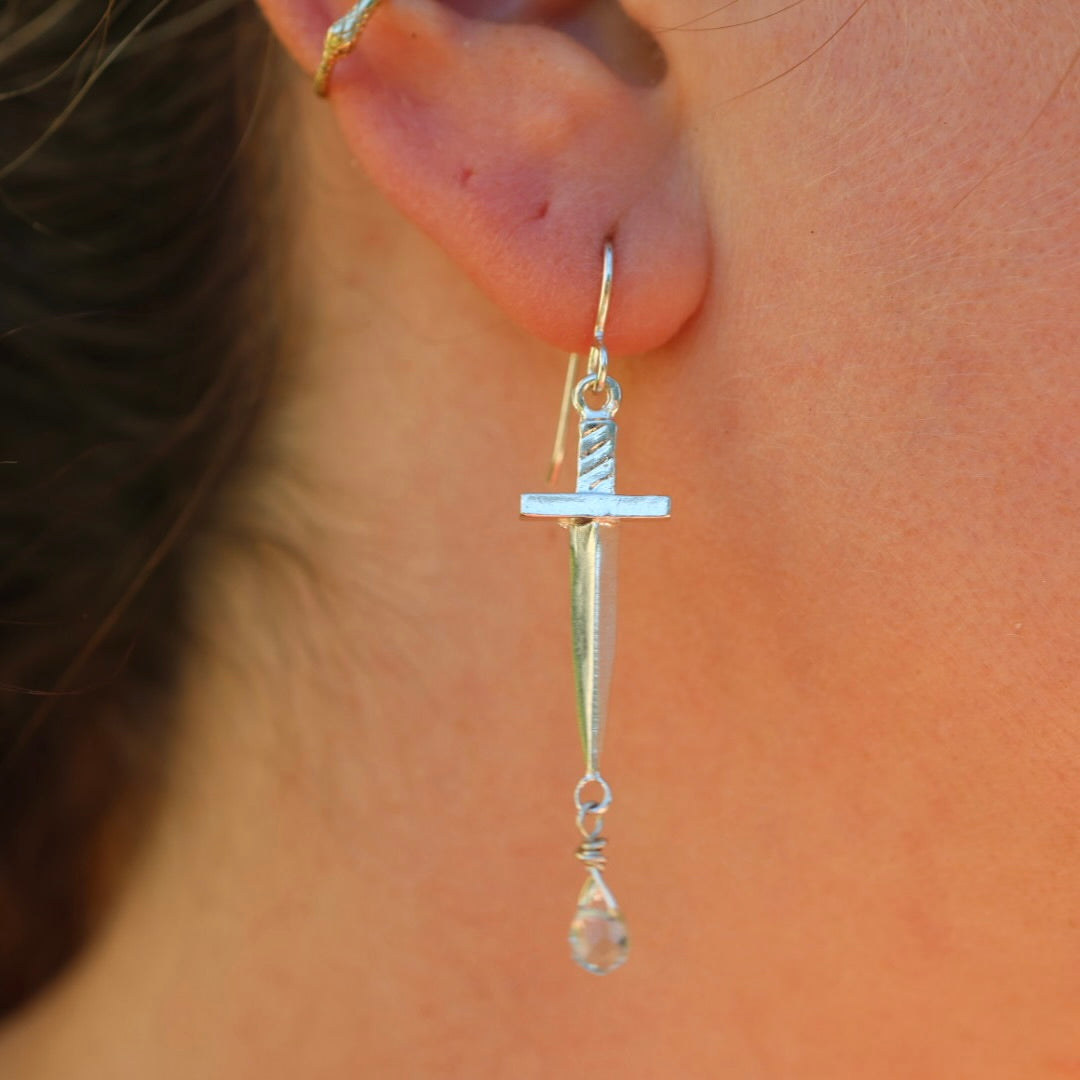 Sword Earrings with Beads
