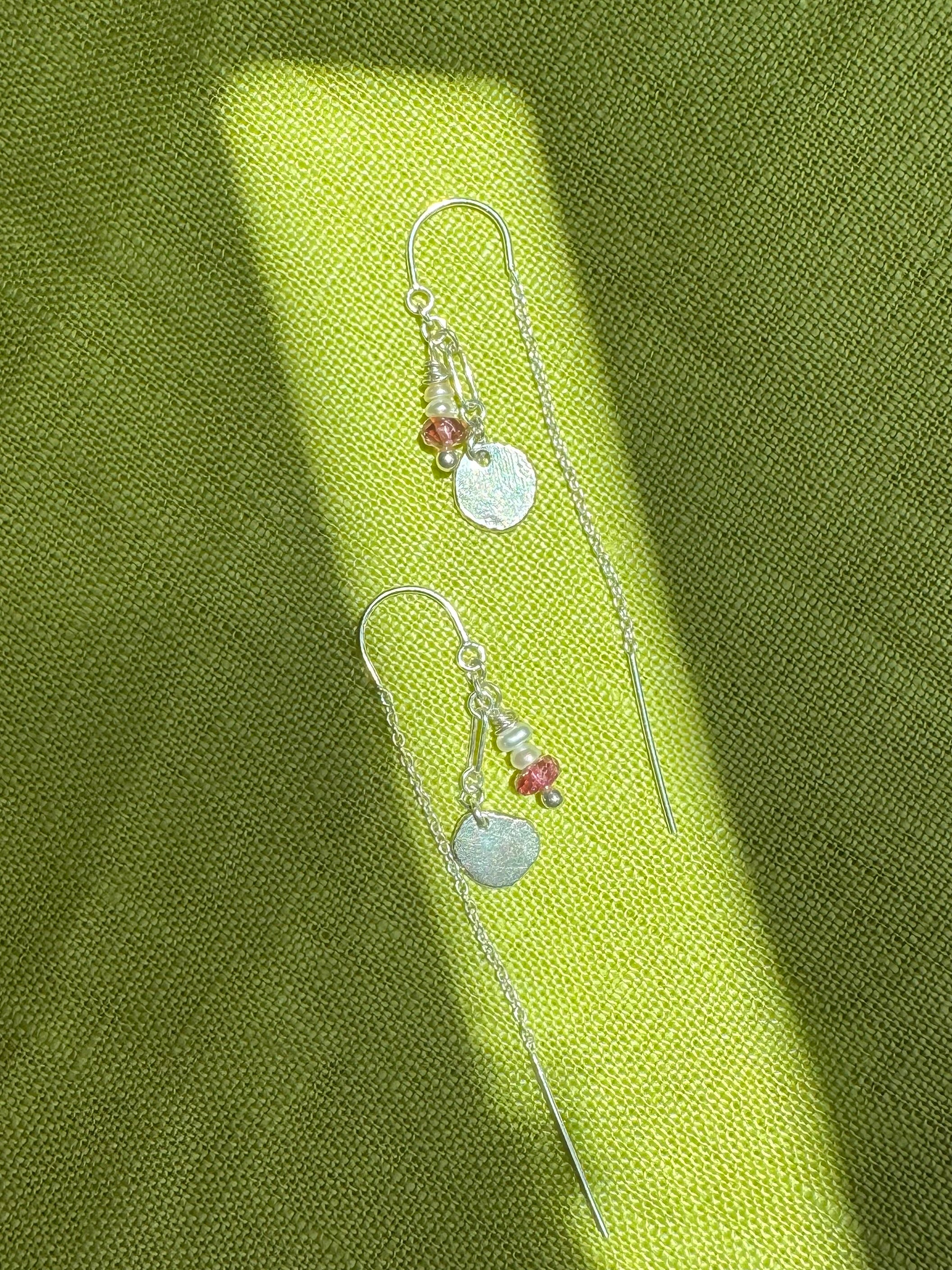 Beaded Sterling Silver Threaders with Hand Forged Silver Charms