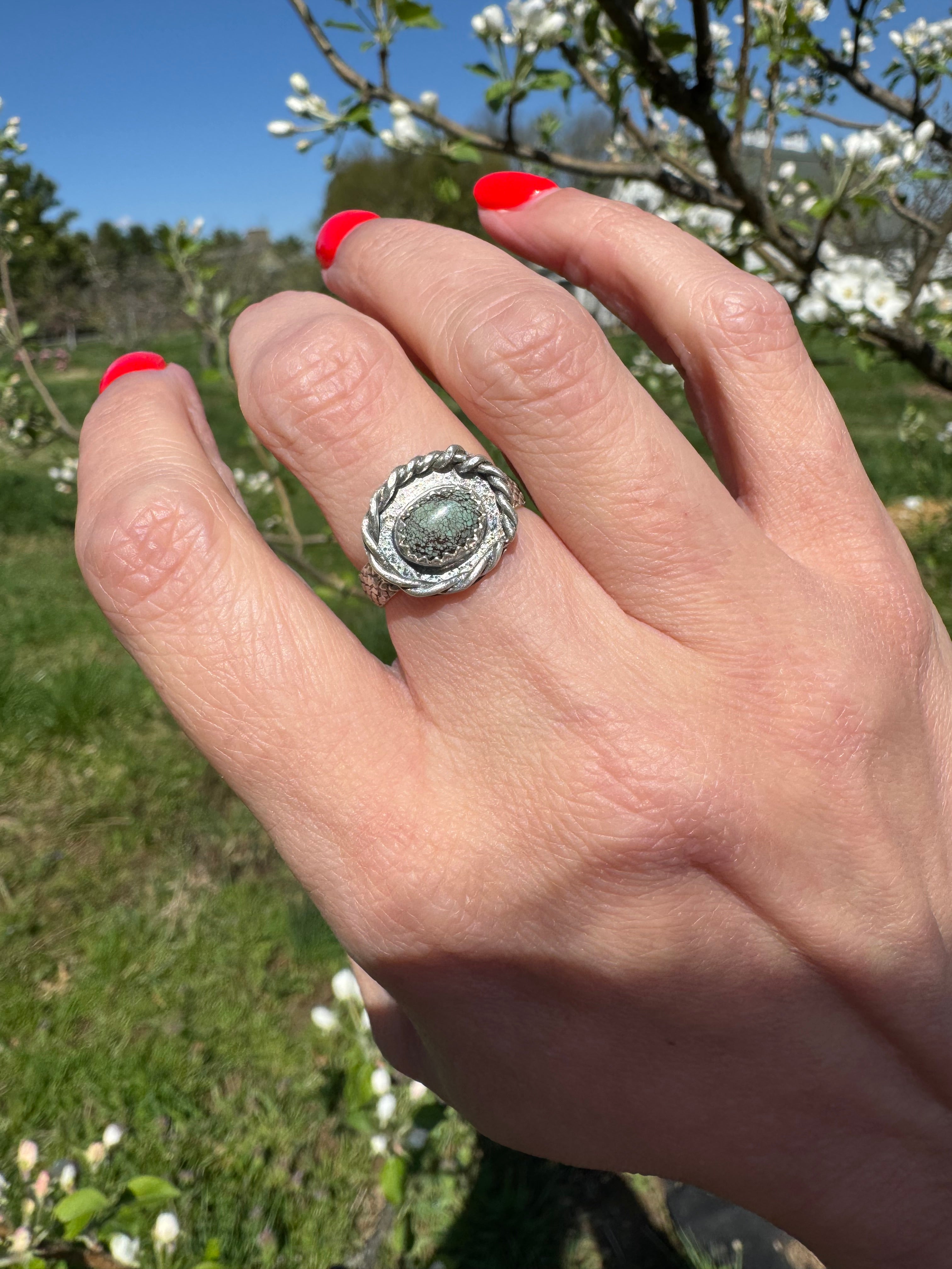 Egyptian Turquoise Nest Ring (size 6.5/6.75)