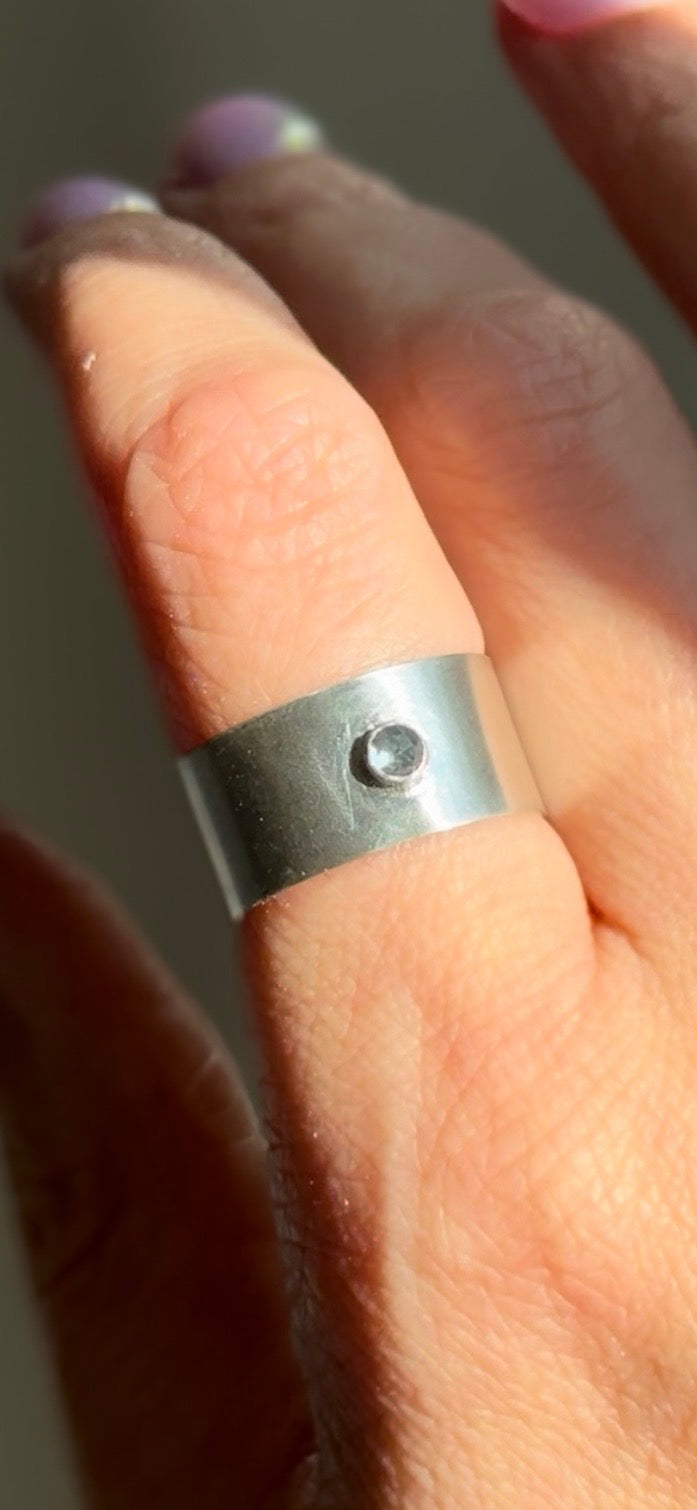 Wide Band Rings with 3mm Stones