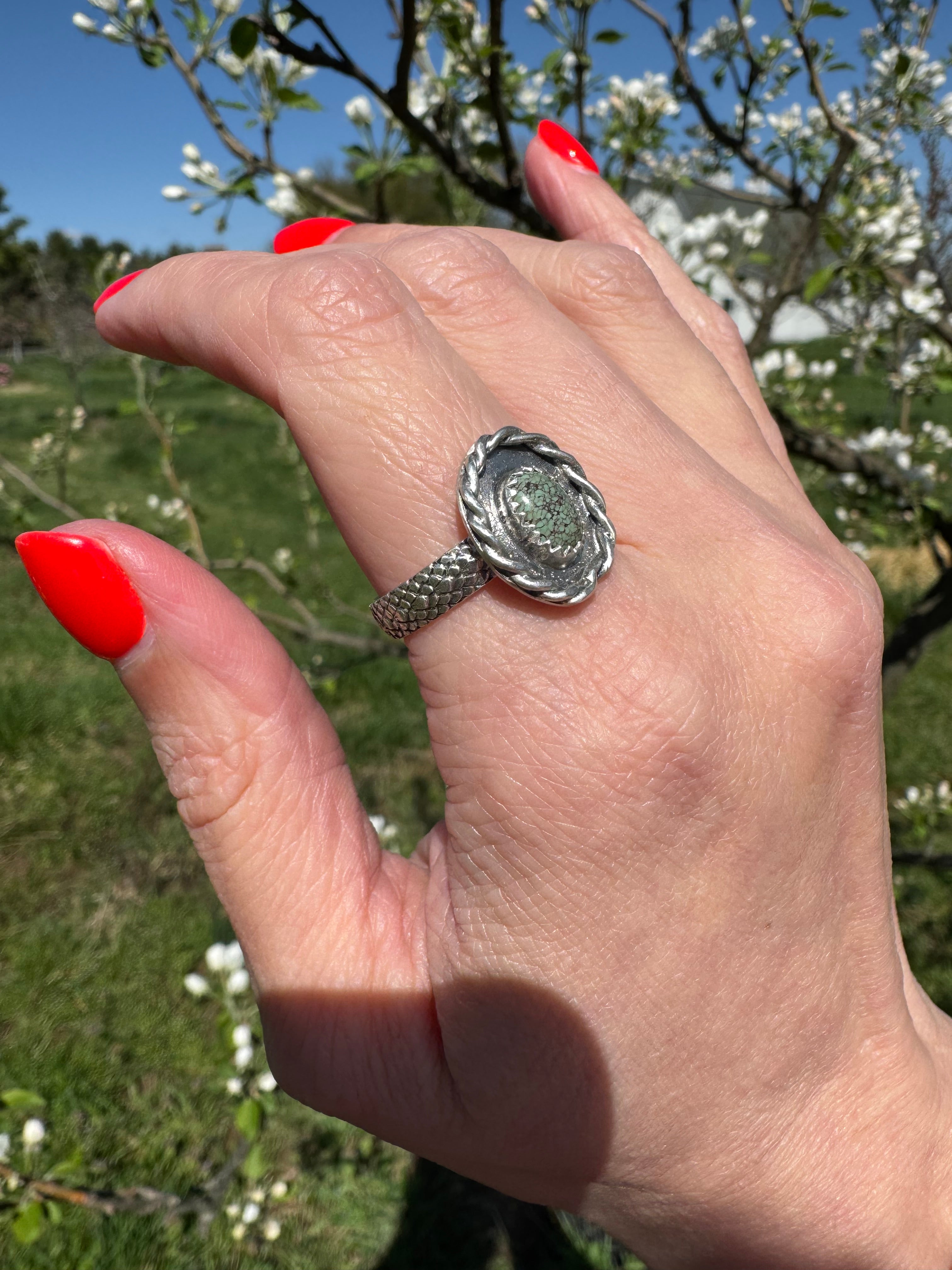 Egyptian Turquoise Nest Ring (size 9.5/9.75)