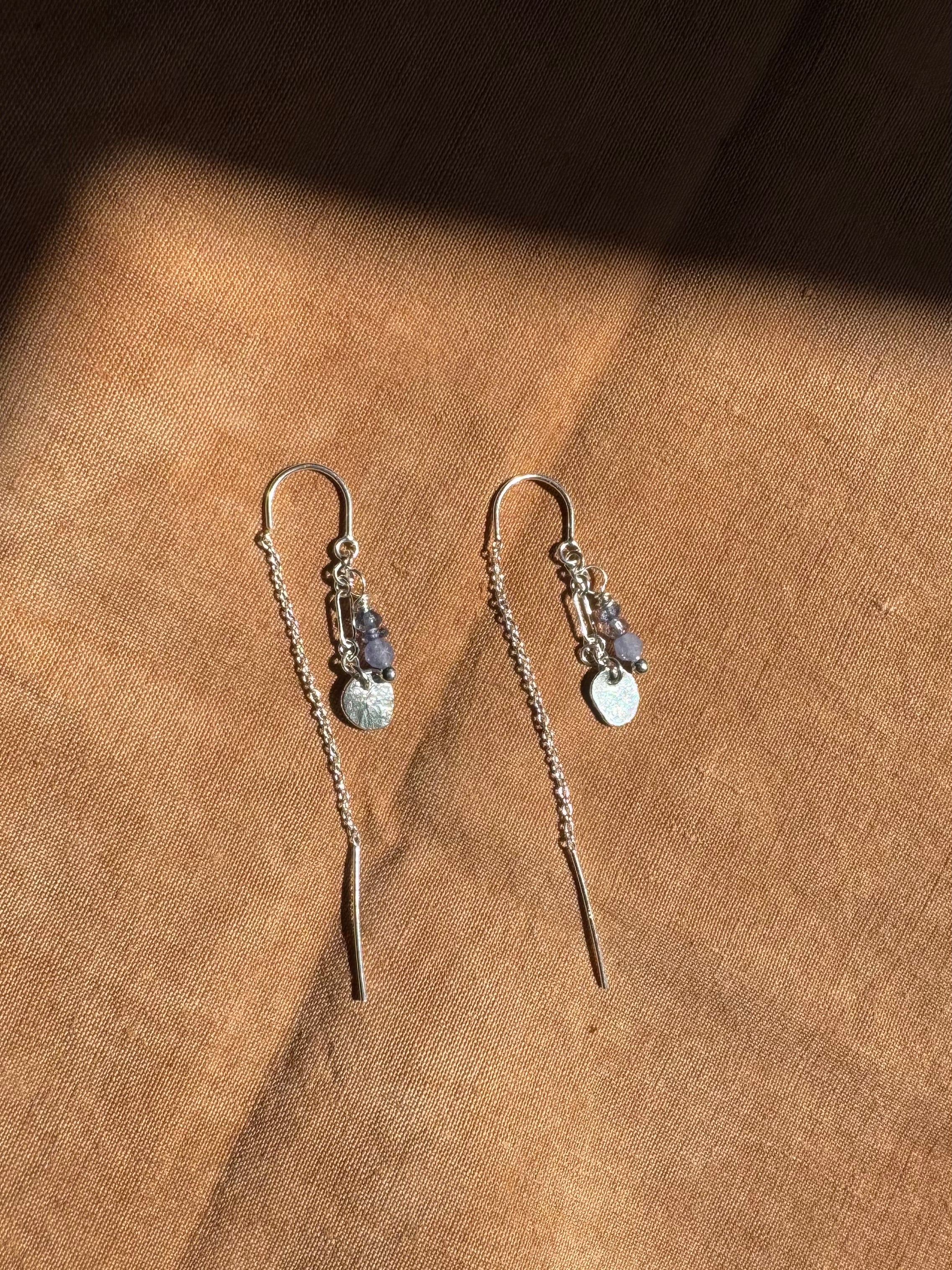 Beaded Sterling Silver Threaders with Hand Forged Silver Charms