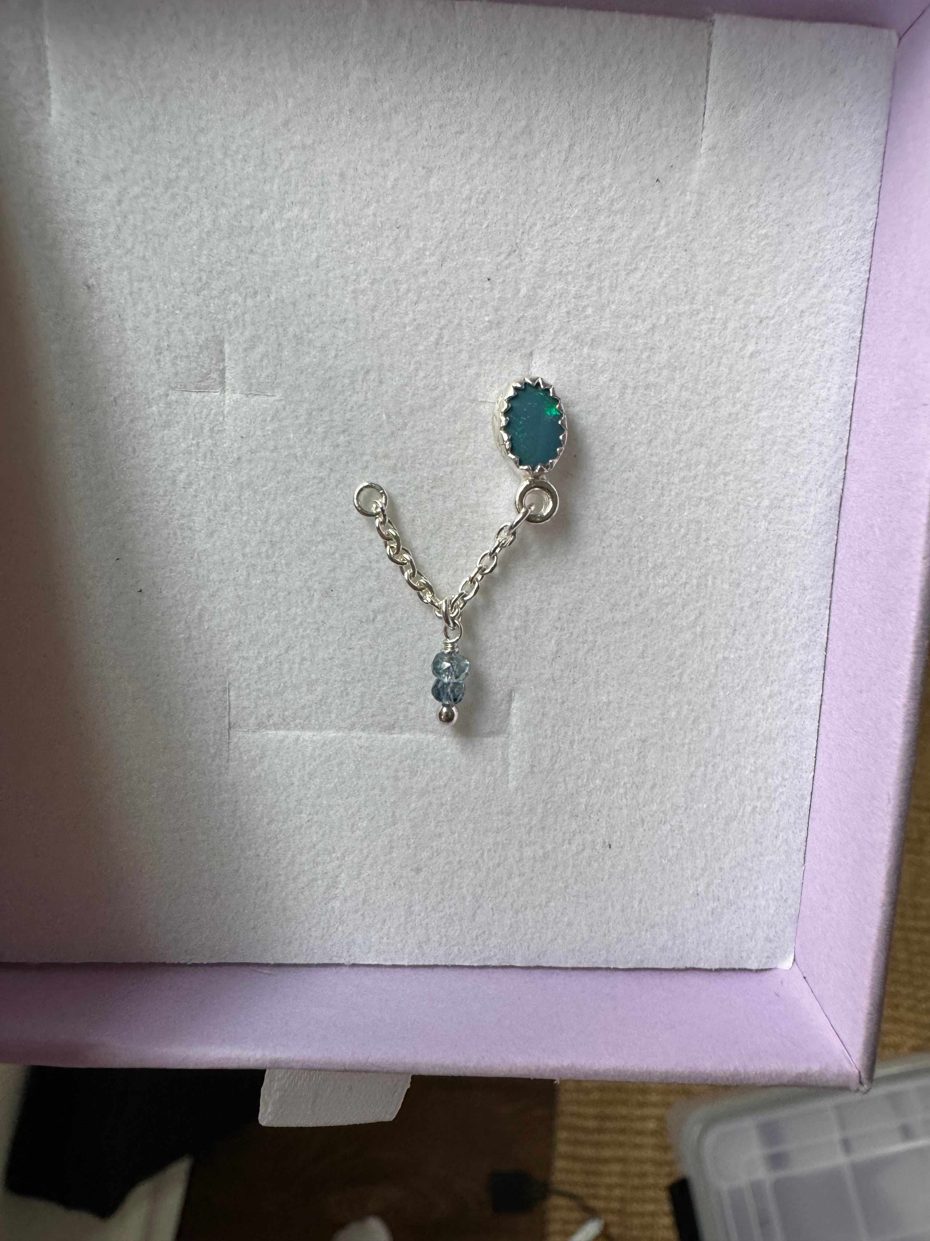Carriage House Jewelry | Australian Opal Stud with Chain