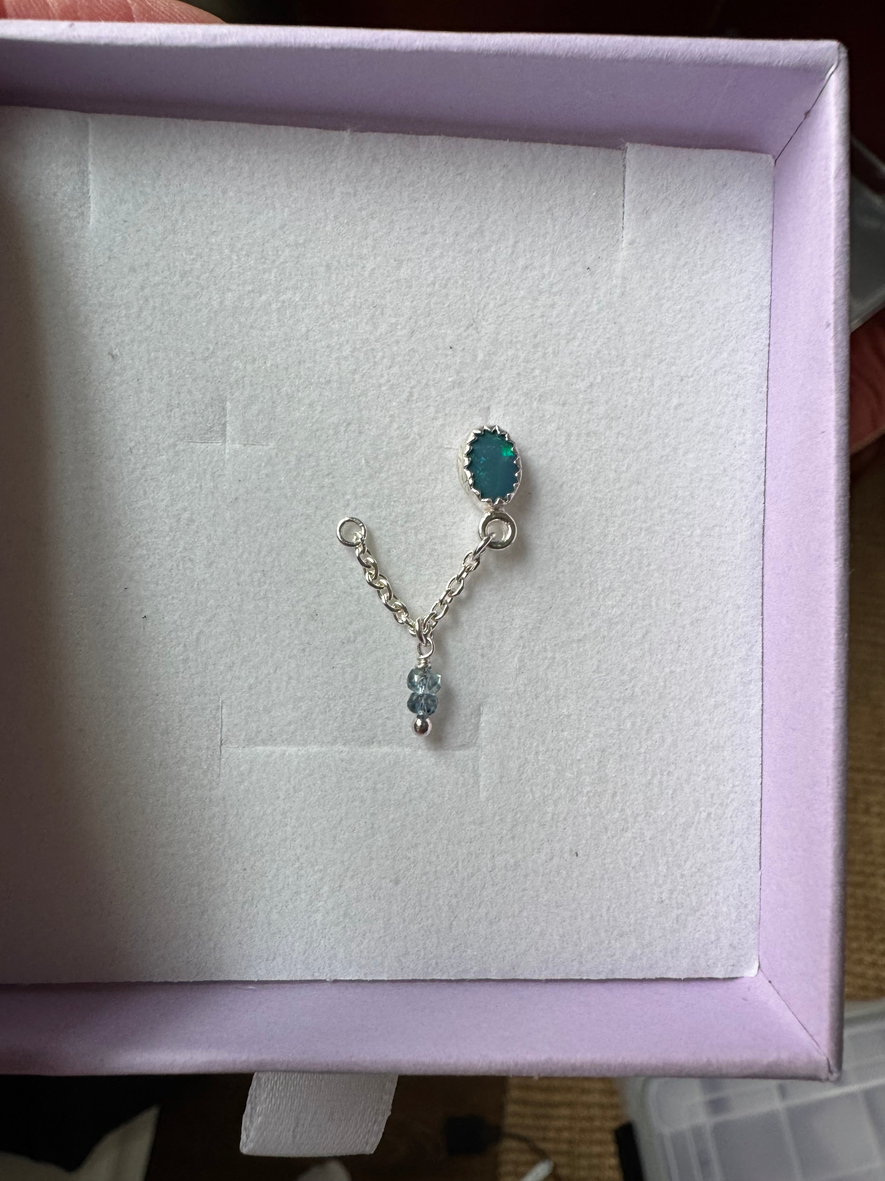 Carriage House Jewelry | Australian Opal Stud with Chain