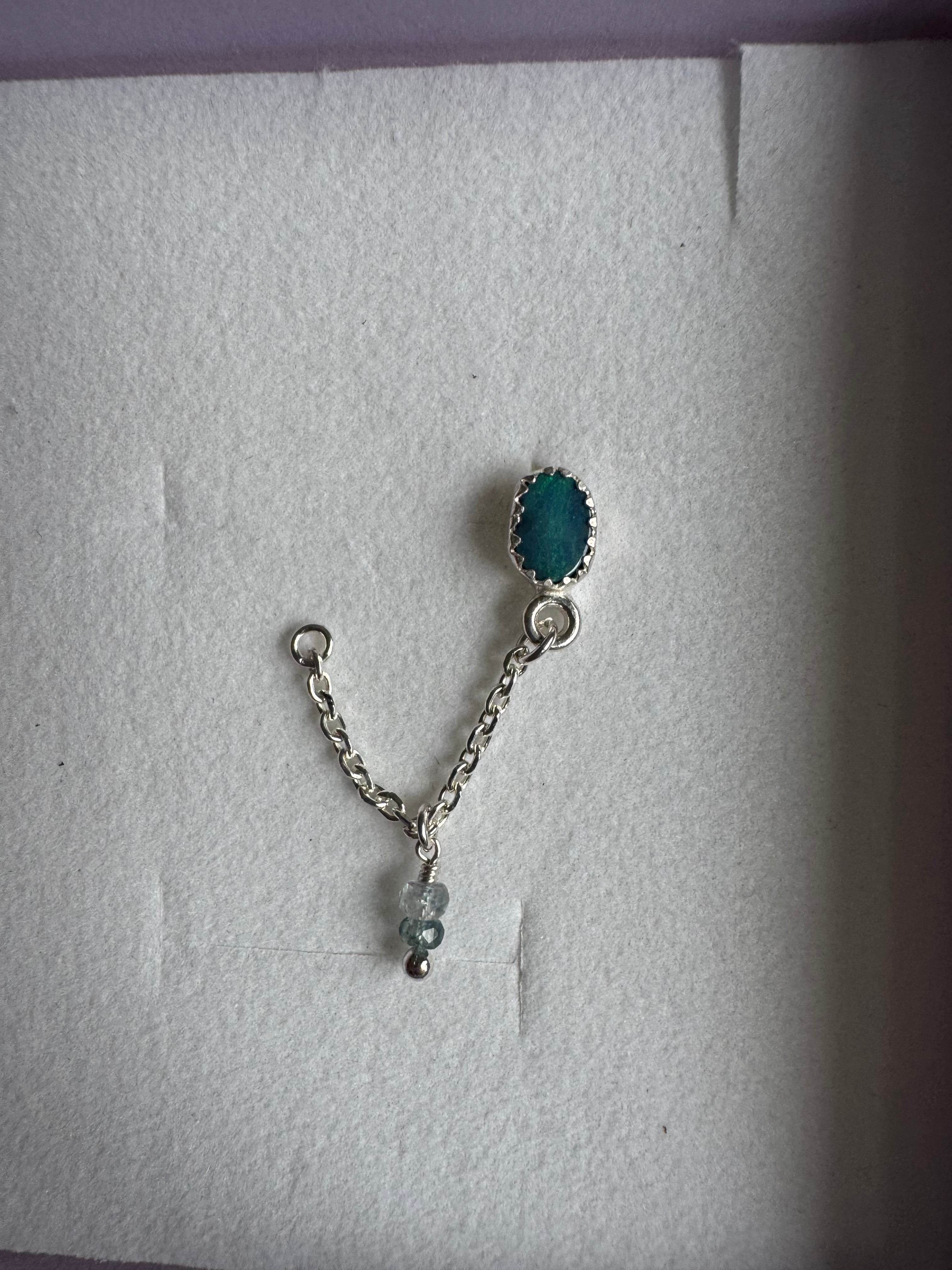 Carriage House Jewelry | Australian Opal Stud with Chain