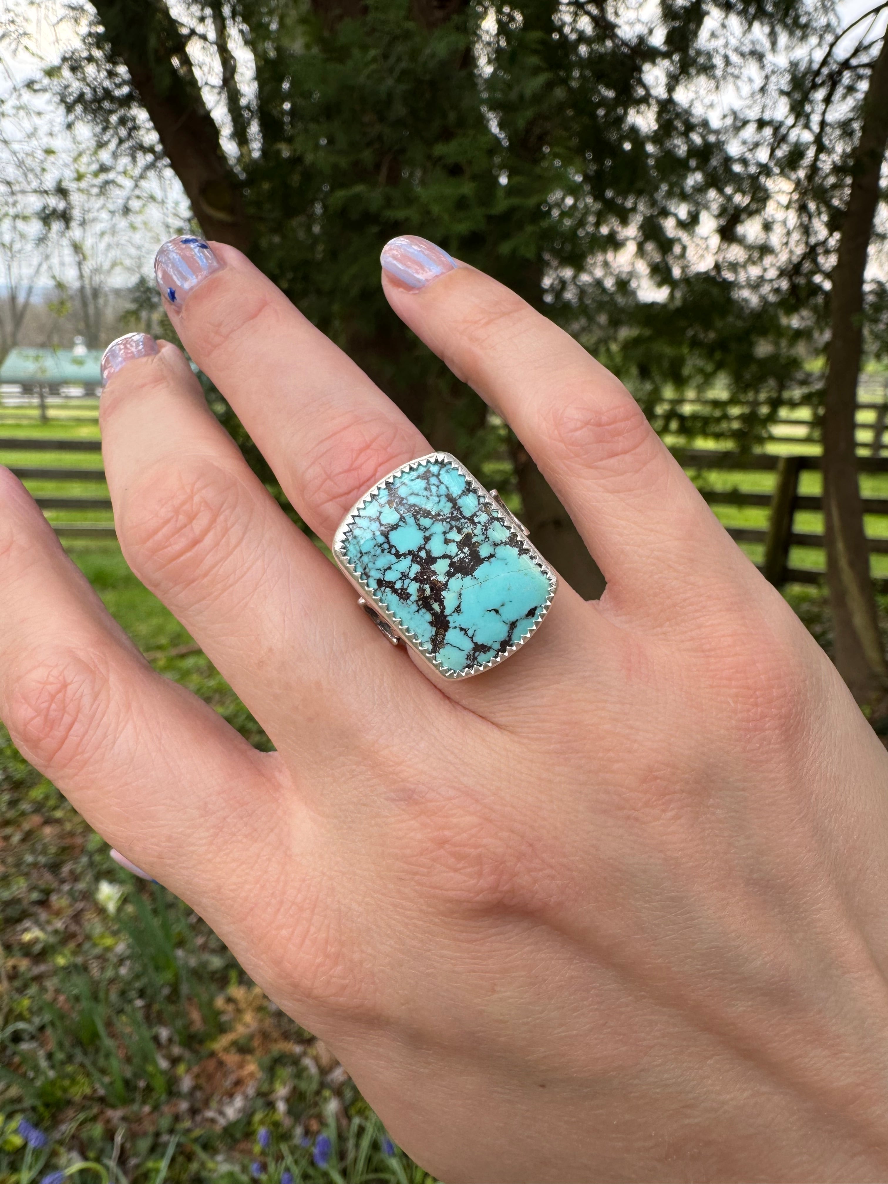Sterling_Silver_Barrel_Turquoise_Ring_Blue_Moon
