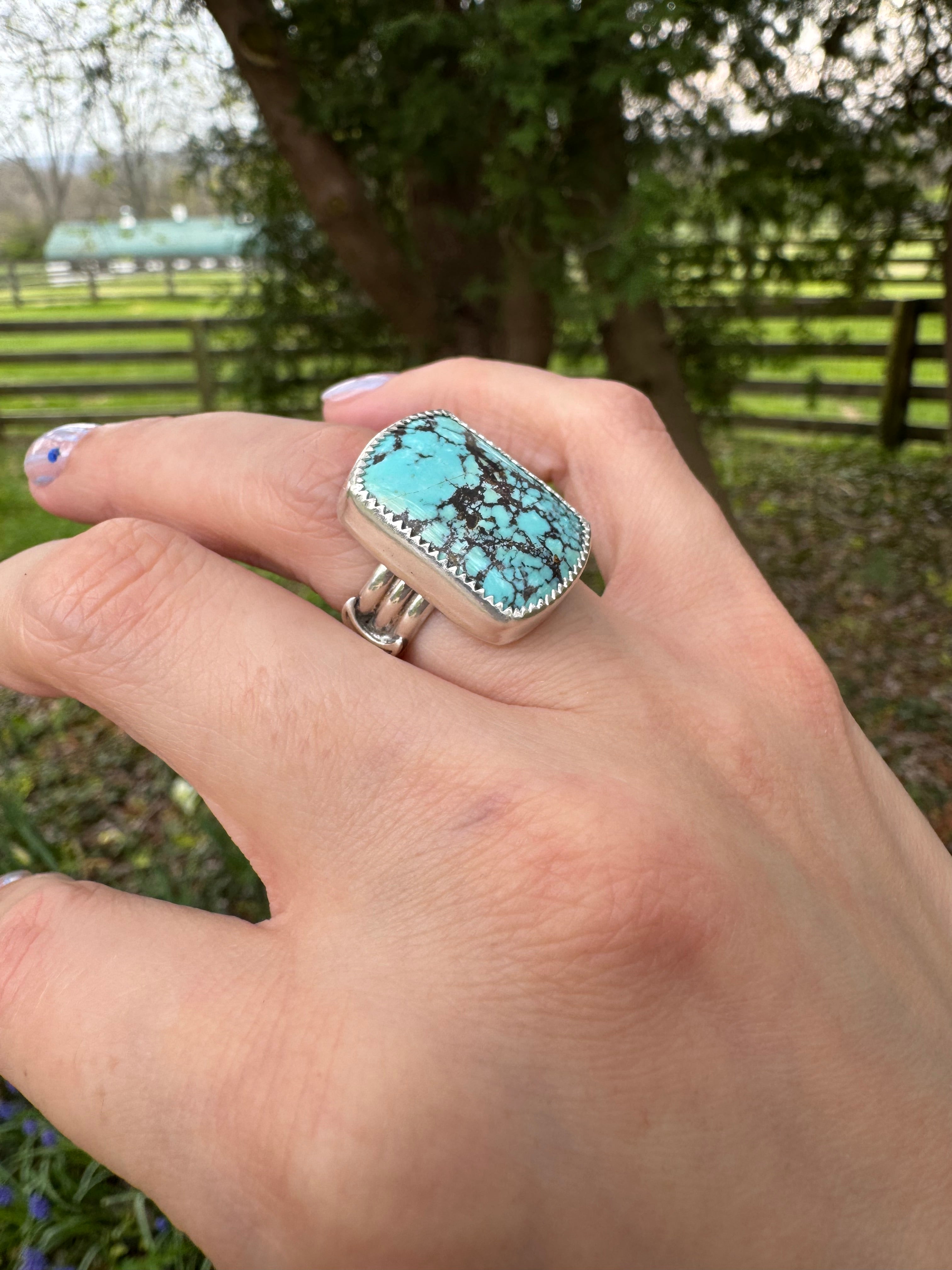 Sterling_Silver_Barrel_Turquoise_Ring_Blue_Moon