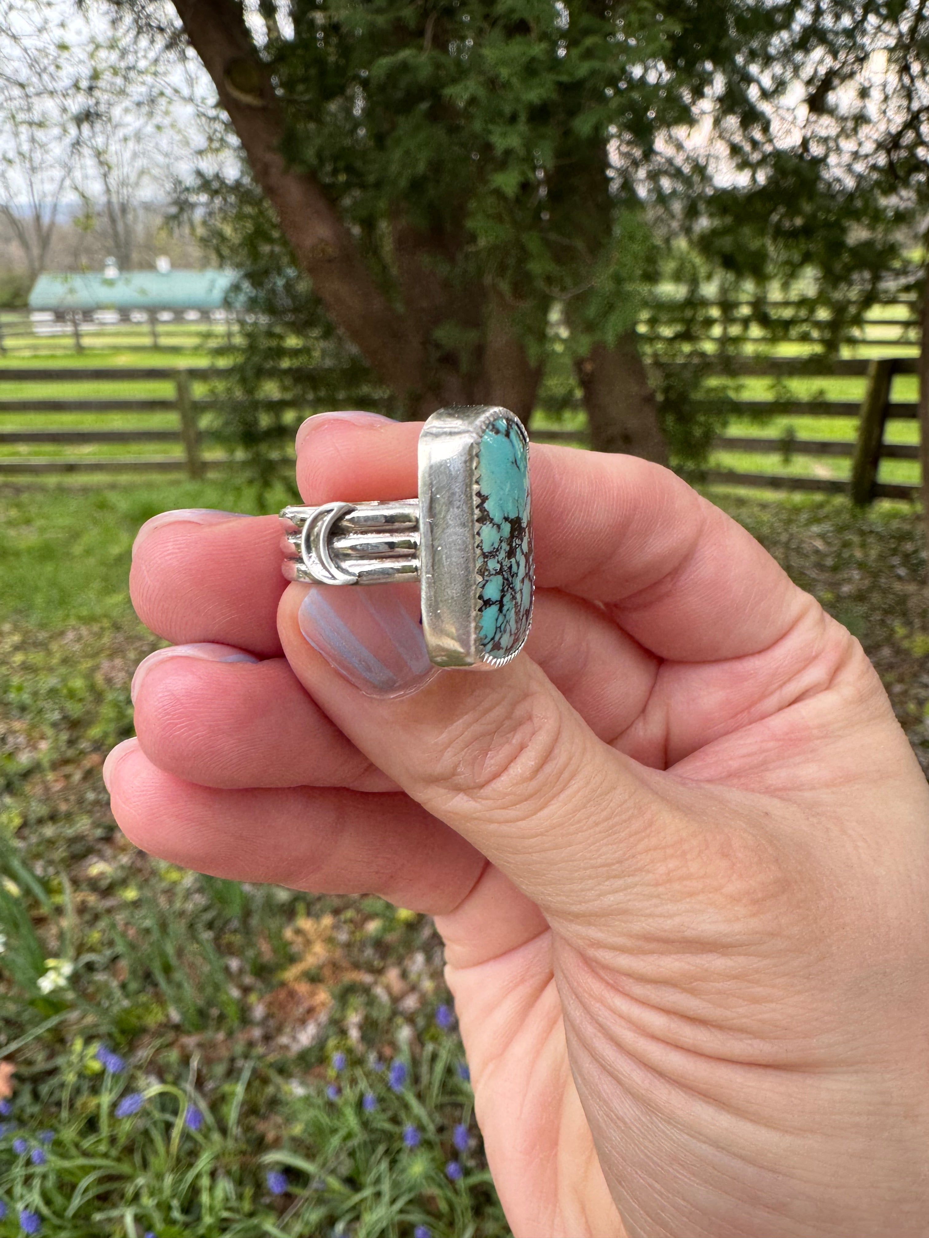 Sterling_Silver_Barrel_Turquoise_Ring_Blue_Moon