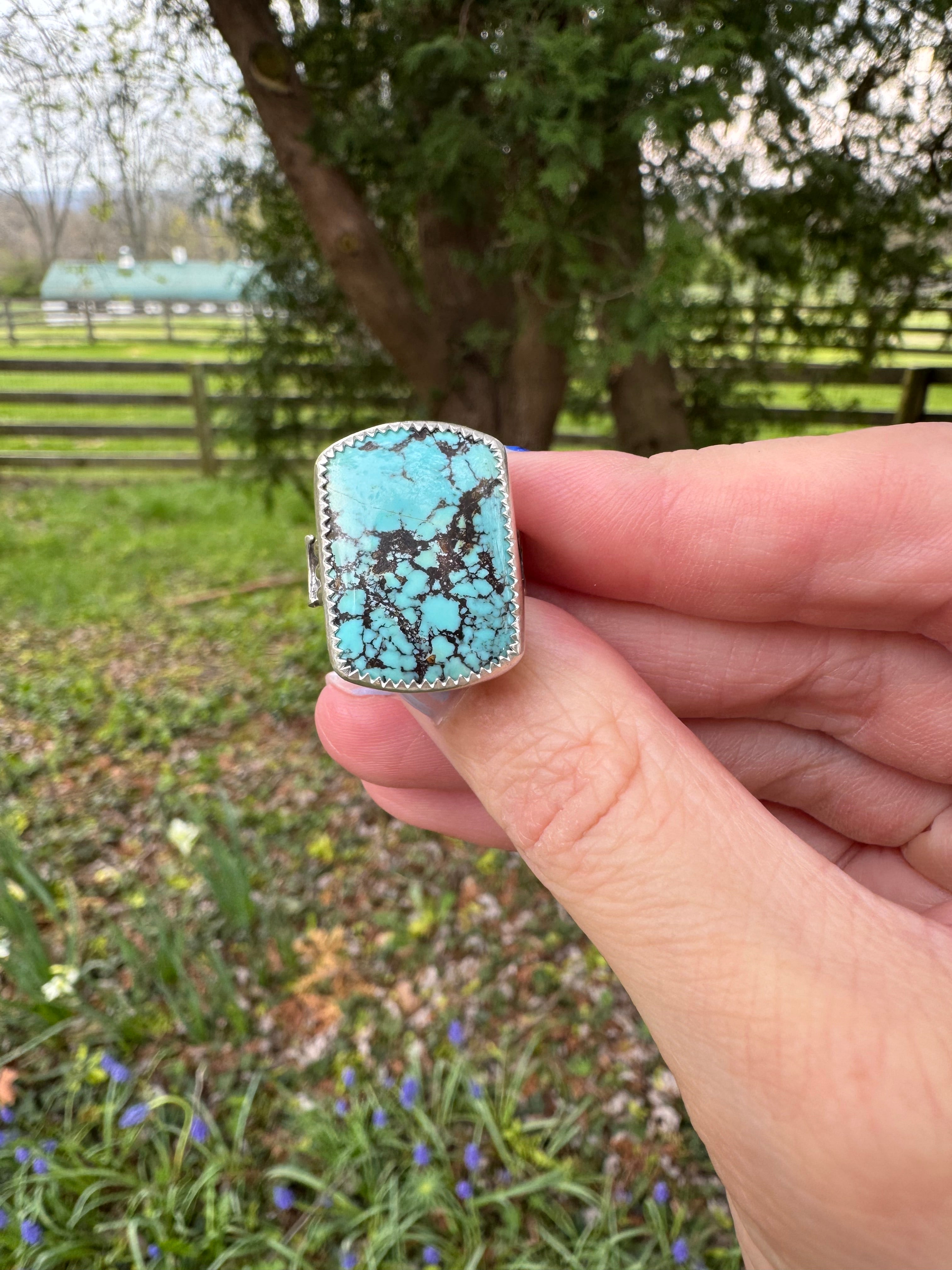 Sterling_Silver_Barrel_Turquoise_Ring_Blue_Moon