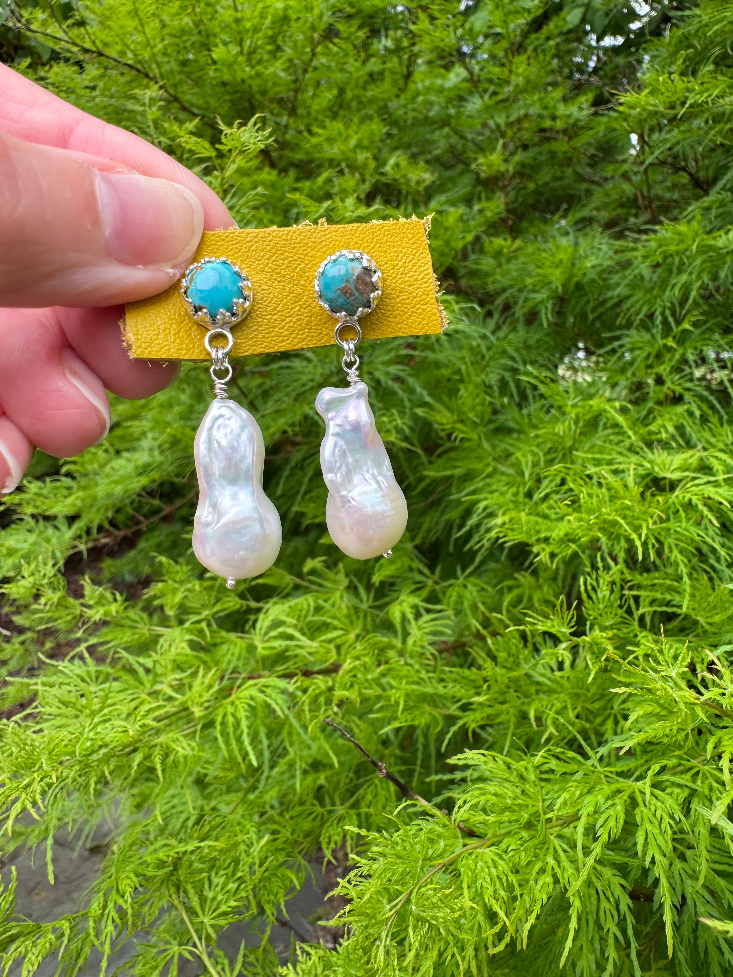 Carico Lake Turquoise & Baroque Pearl Earrings