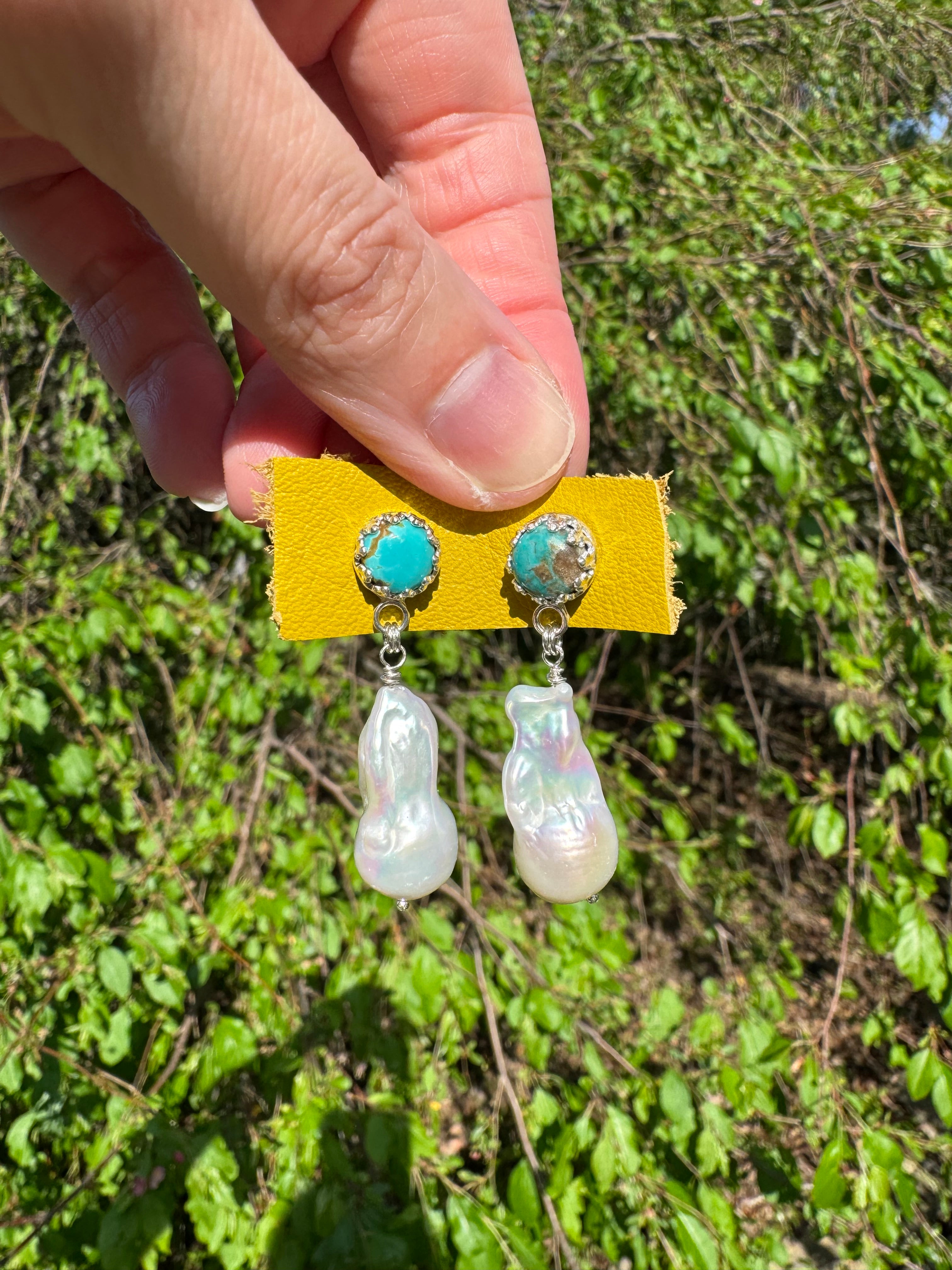 Carico Lake Turquoise & Baroque Pearl Earrings