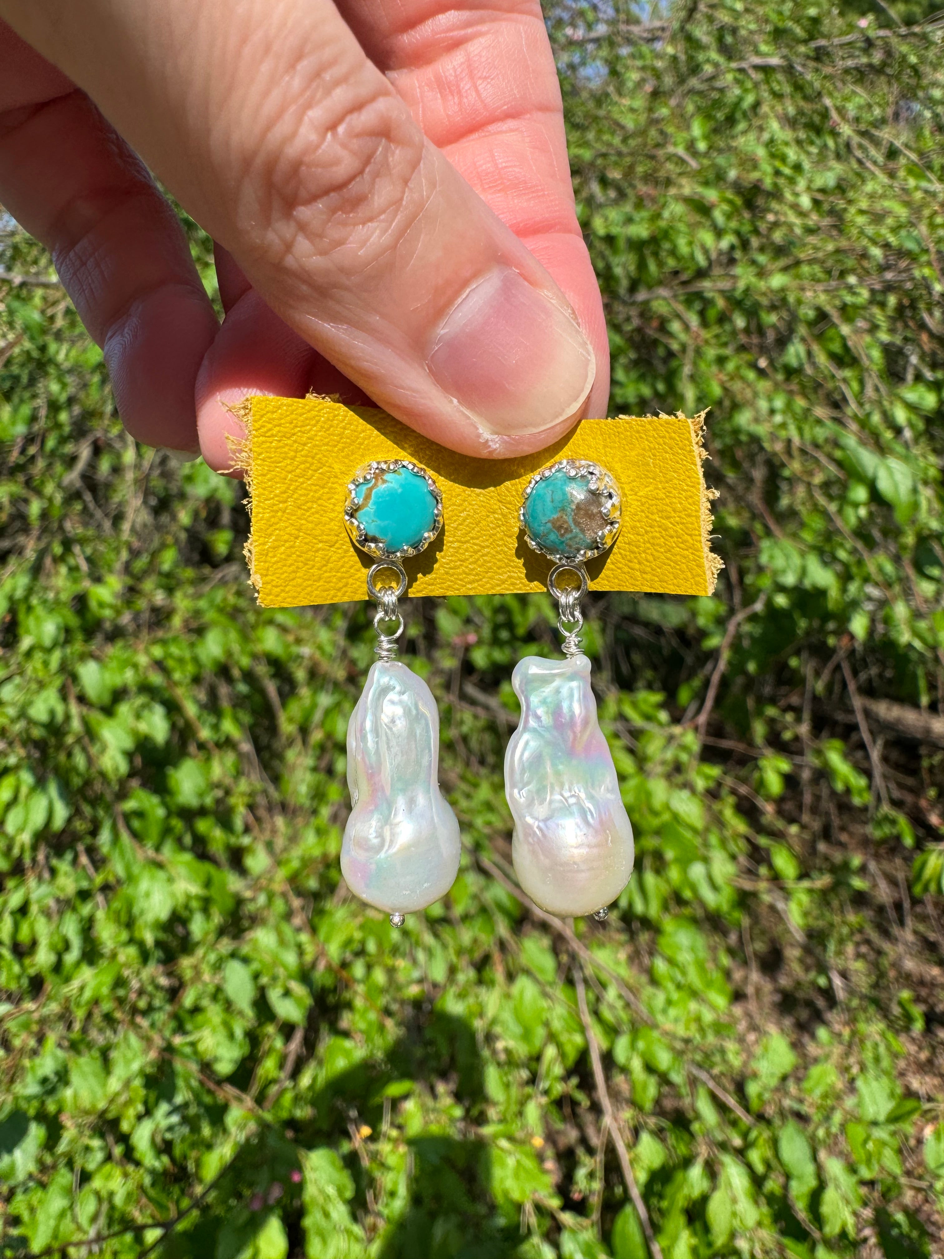 Carico Lake Turquoise & Baroque Pearl Earrings