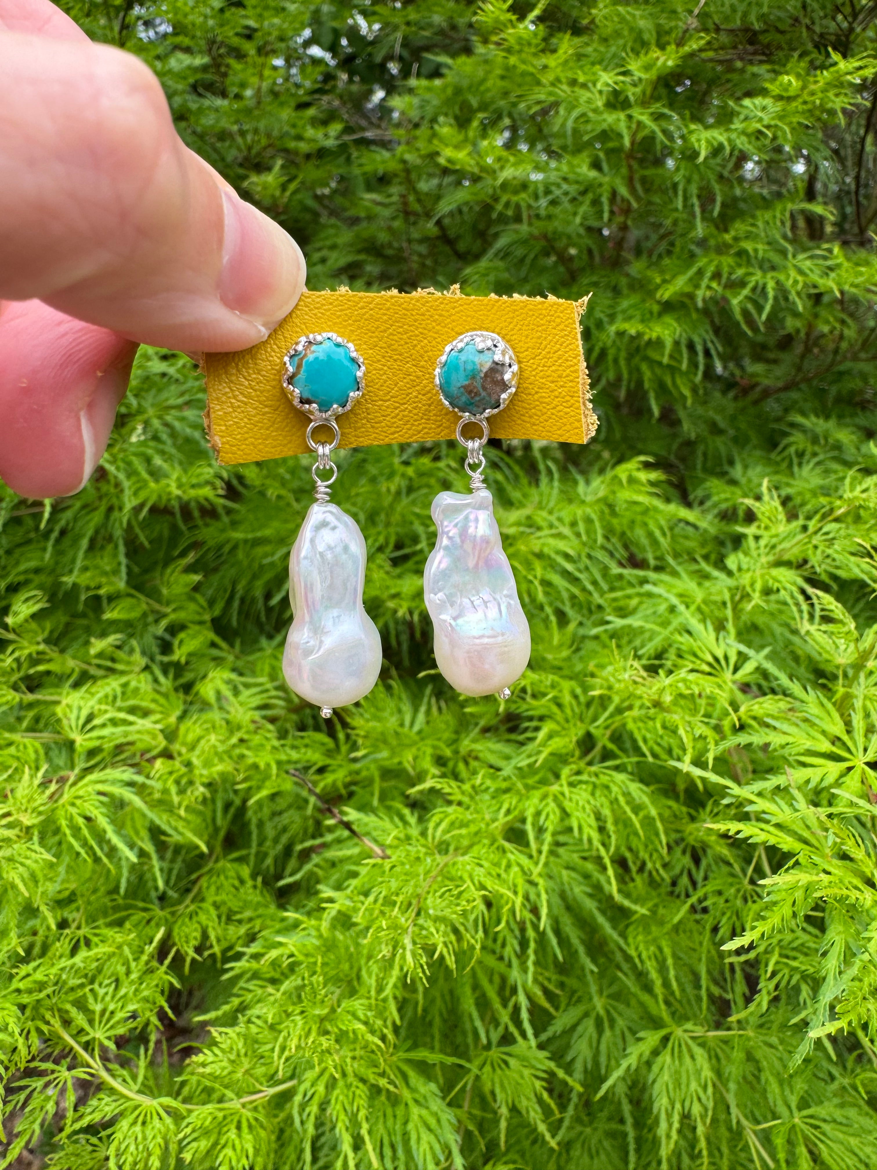 Carico Lake Turquoise & Baroque Pearl Earrings