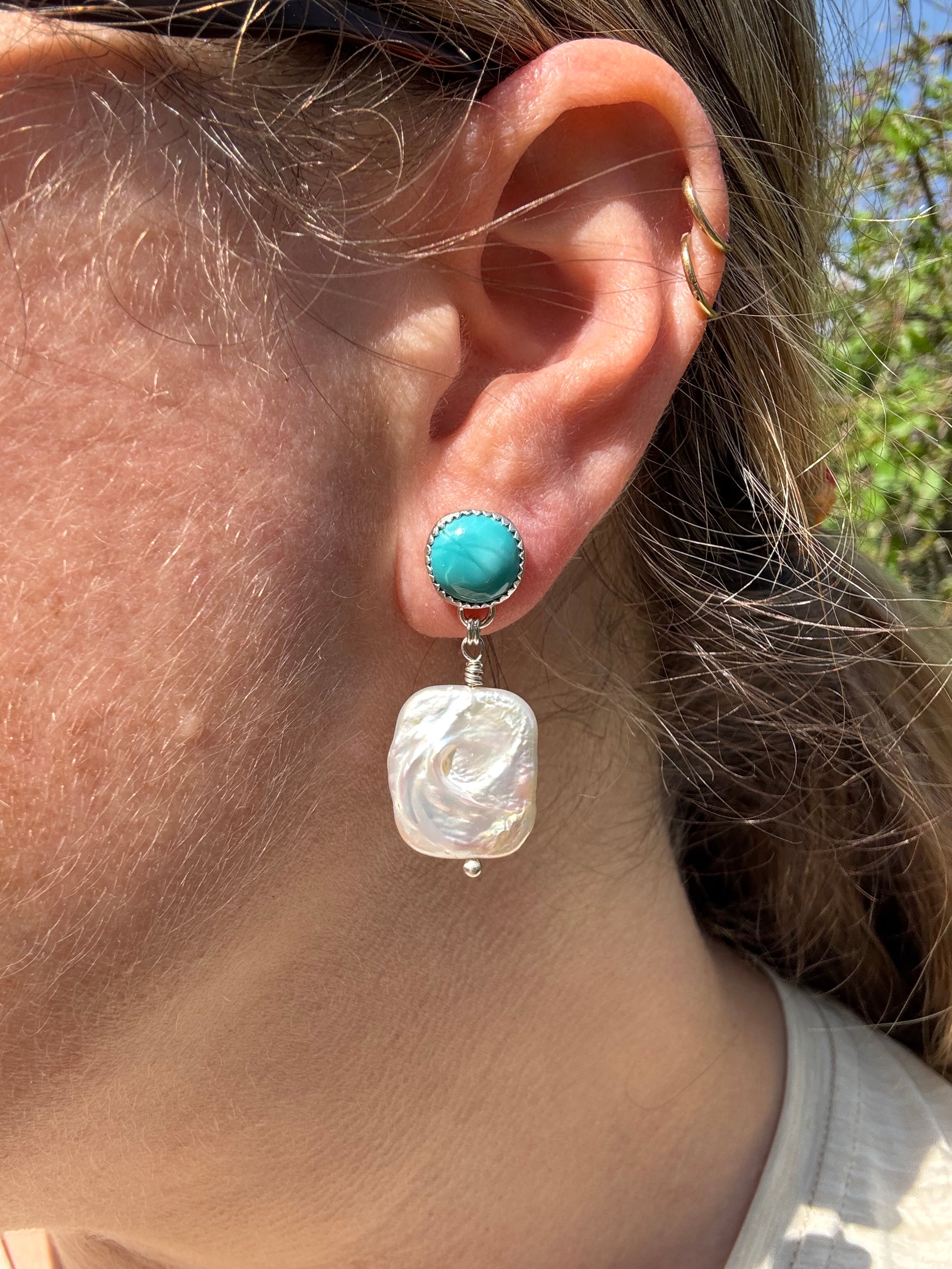 Carico Lake Turquoise & Baroque Pearl Earrings