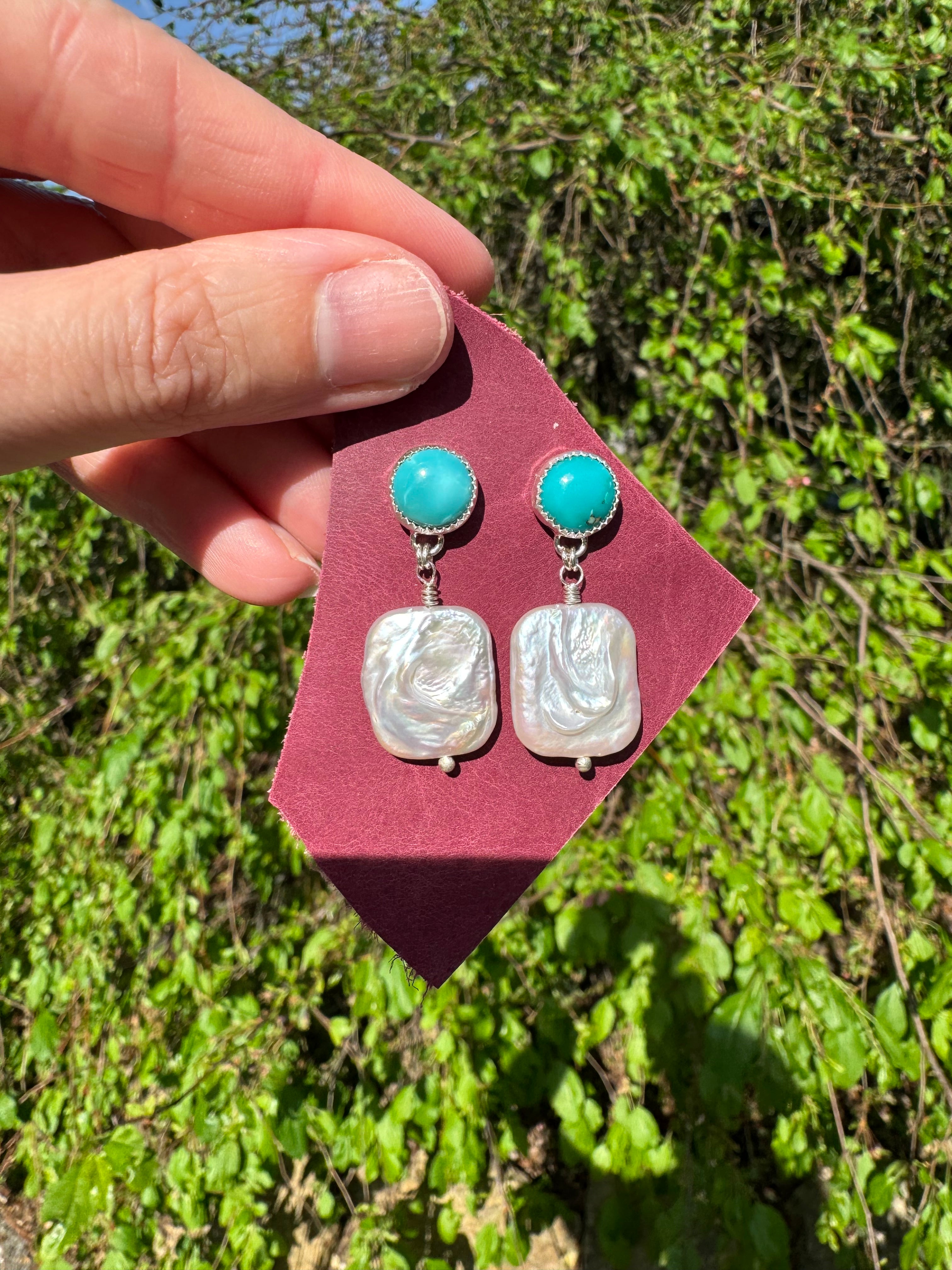 Carico Lake Turquoise & Baroque Pearl Earrings