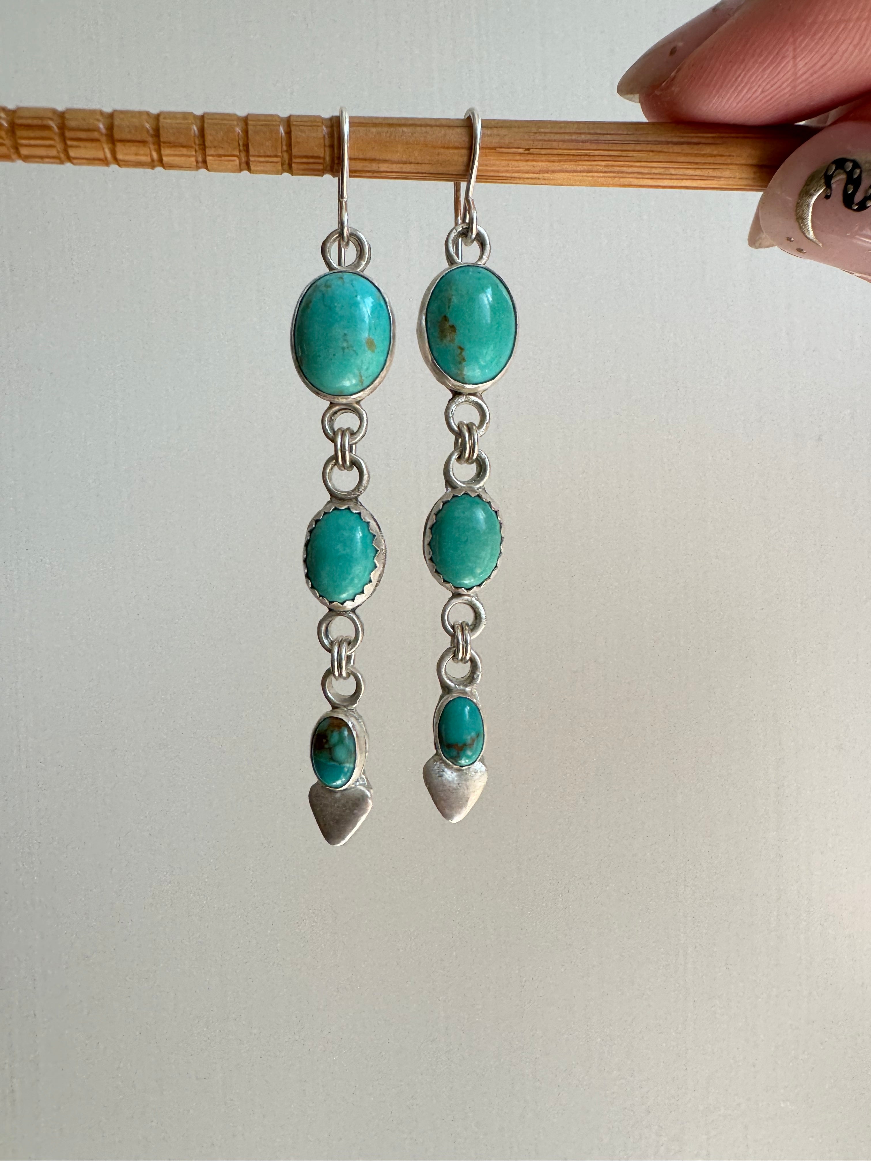 Carriage House Jewelry | Carico Lake Turquoise Dangly Earrings with Hearts
