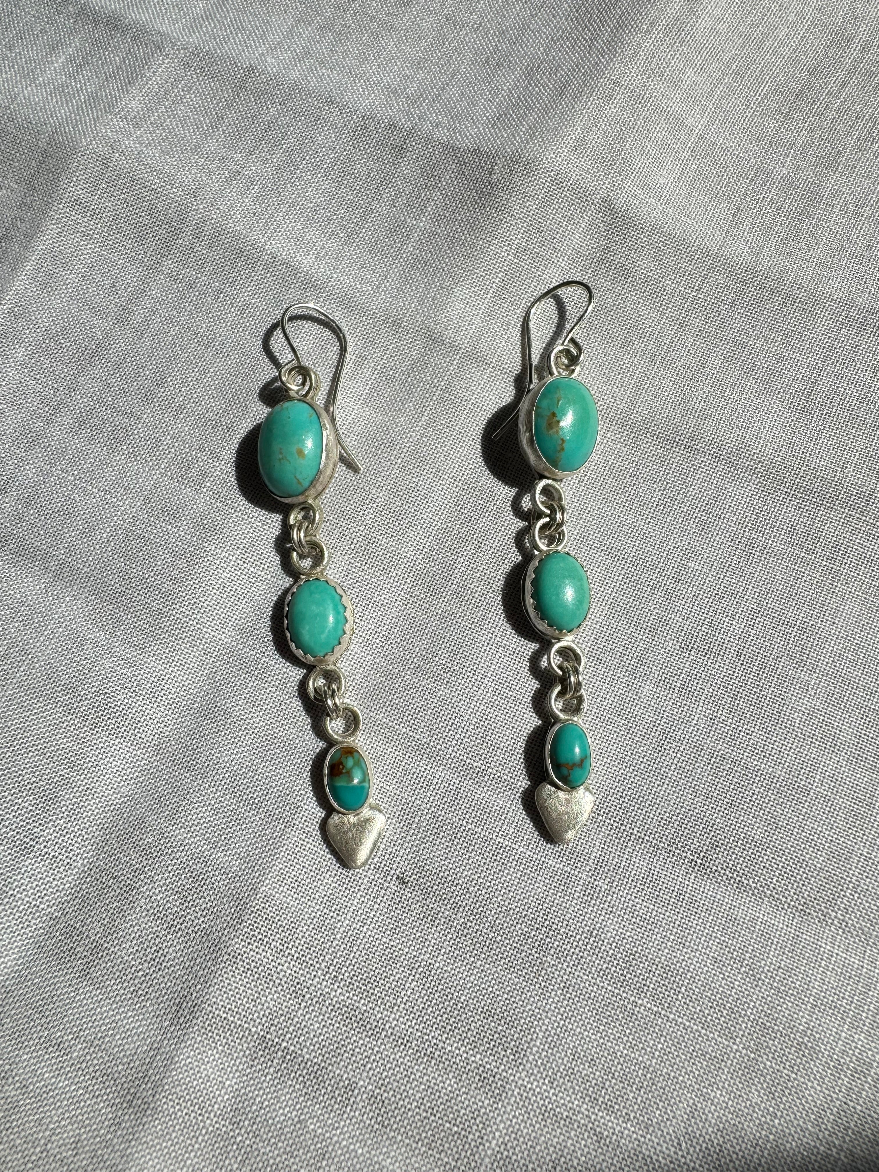 Carriage House Jewelry | Carico Lake Turquoise Dangly Earrings with Hearts