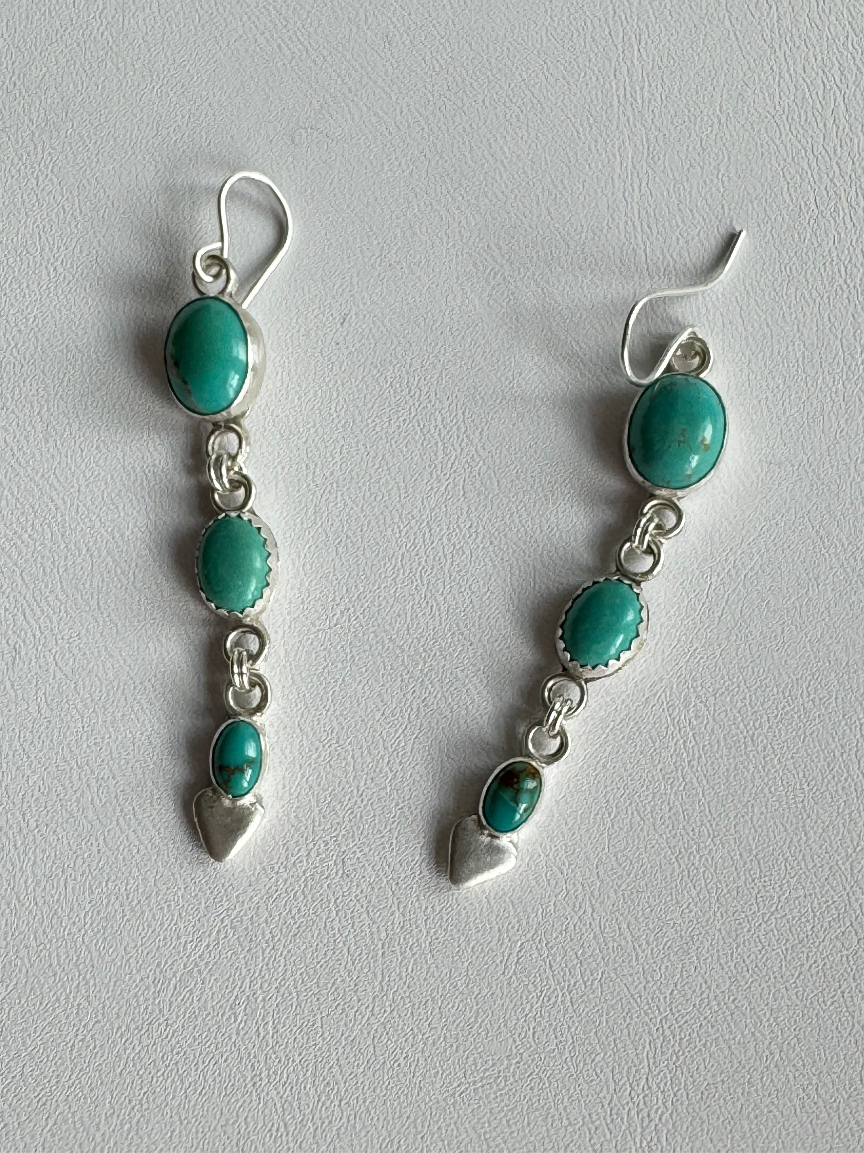 Carriage House Jewelry | Carico Lake Turquoise Dangly Earrings with Hearts