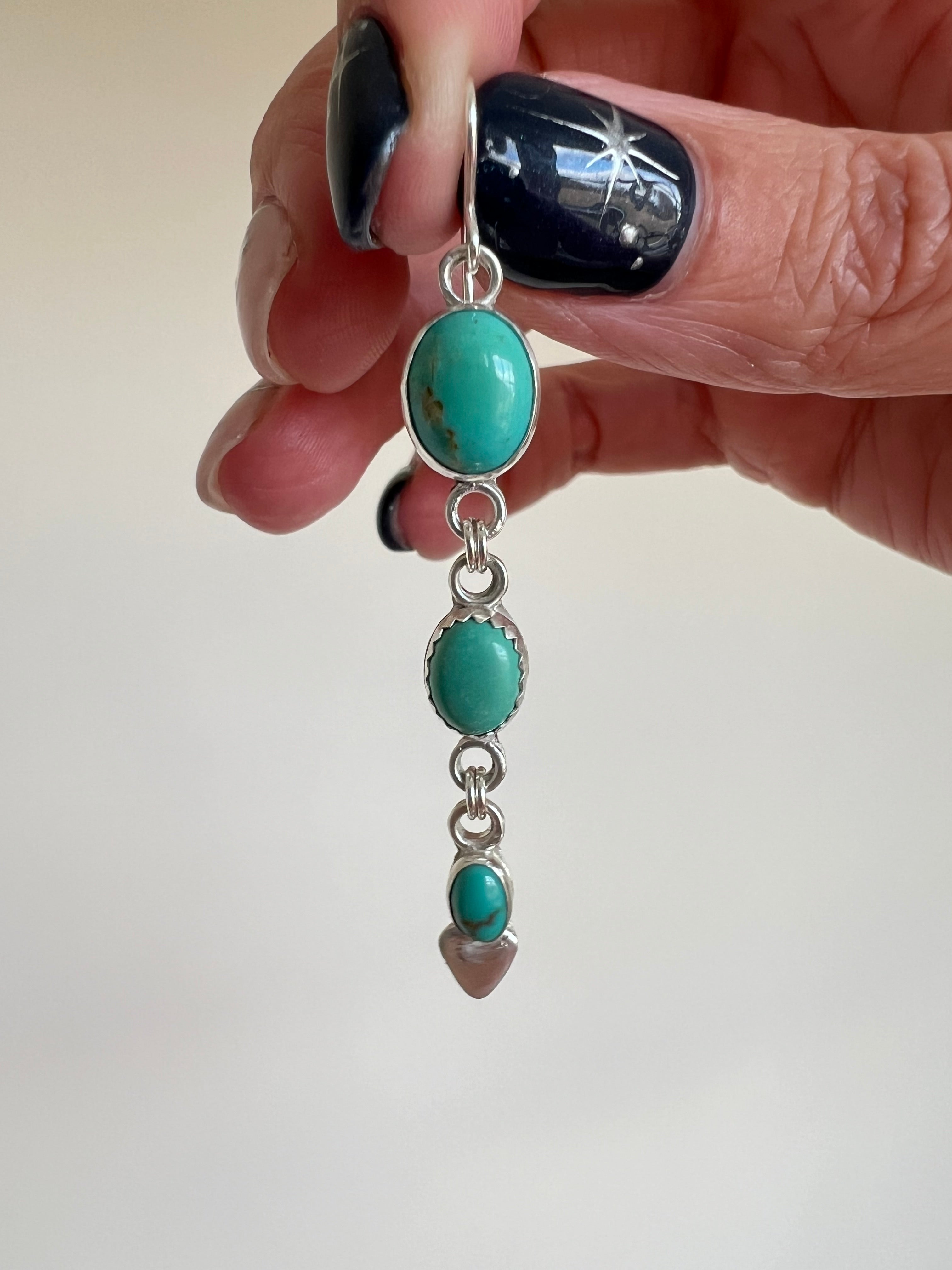 Carriage House Jewelry | Carico Lake Turquoise Dangly Earrings with Hearts