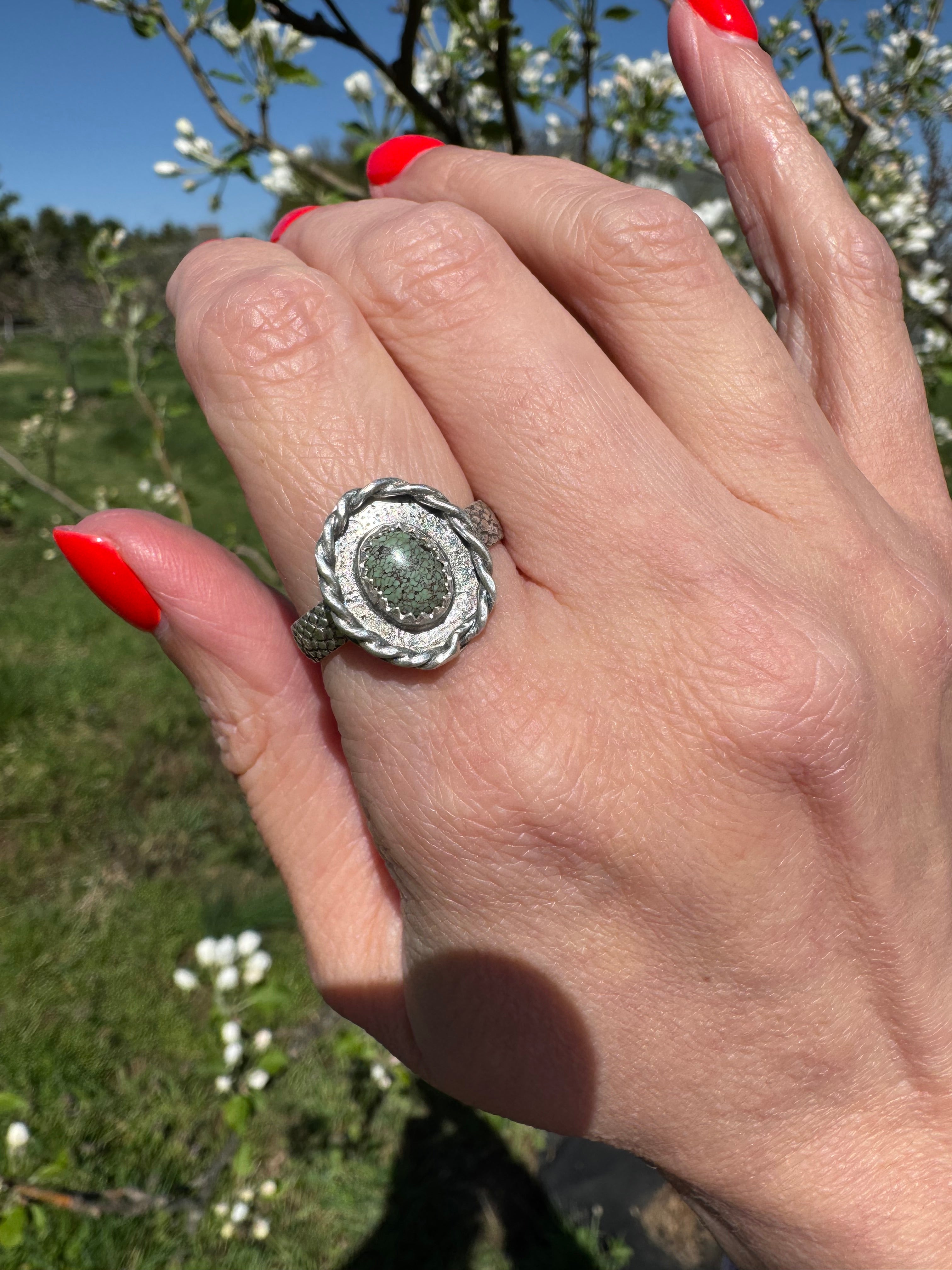 Egyptian Turquoise Nest Ring (size 9.5/9.75)