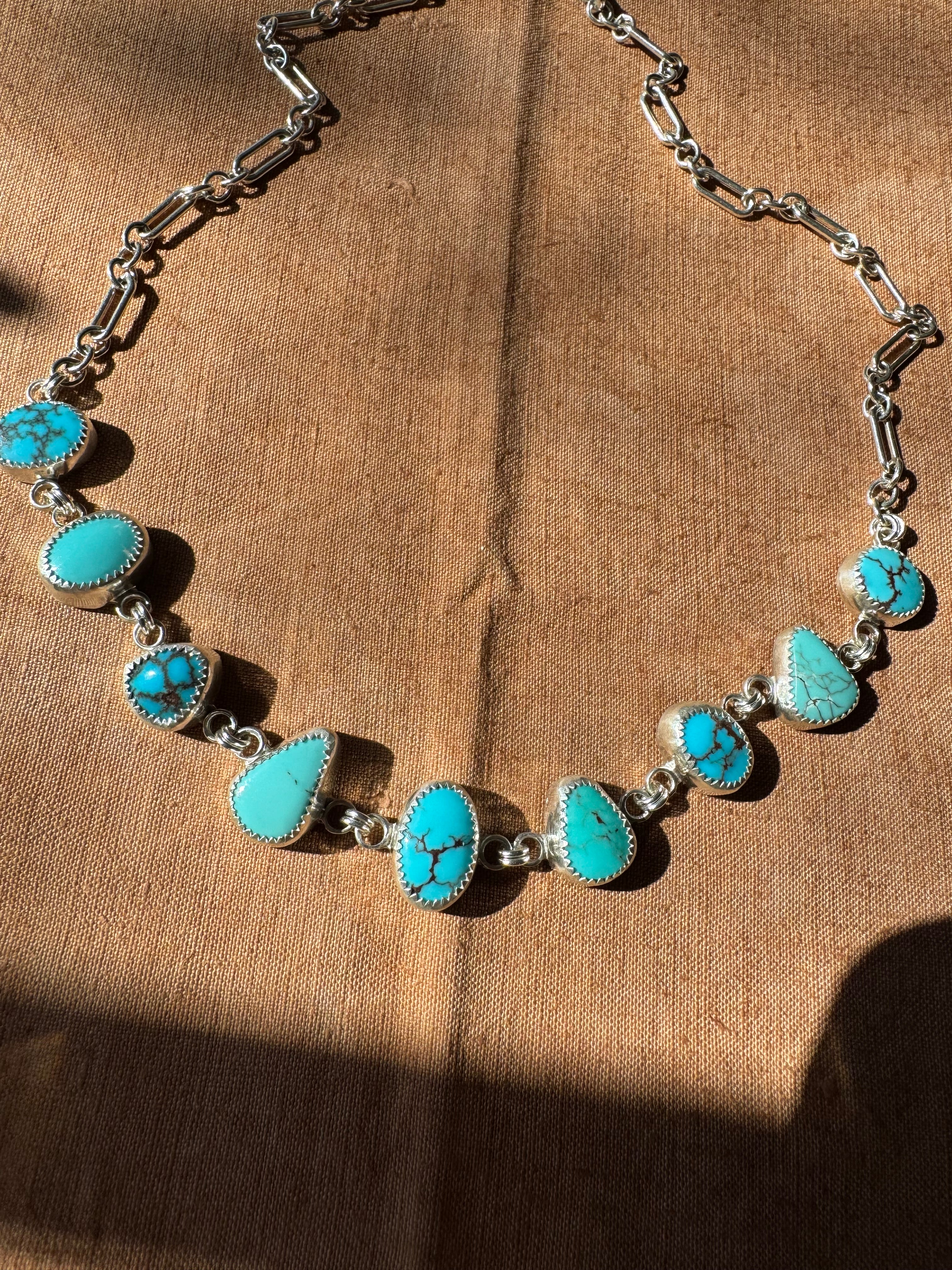 Egyptian Turquoise Choker in Sterling Silver | Multi-Stone Statement Necklace — One of a Kind