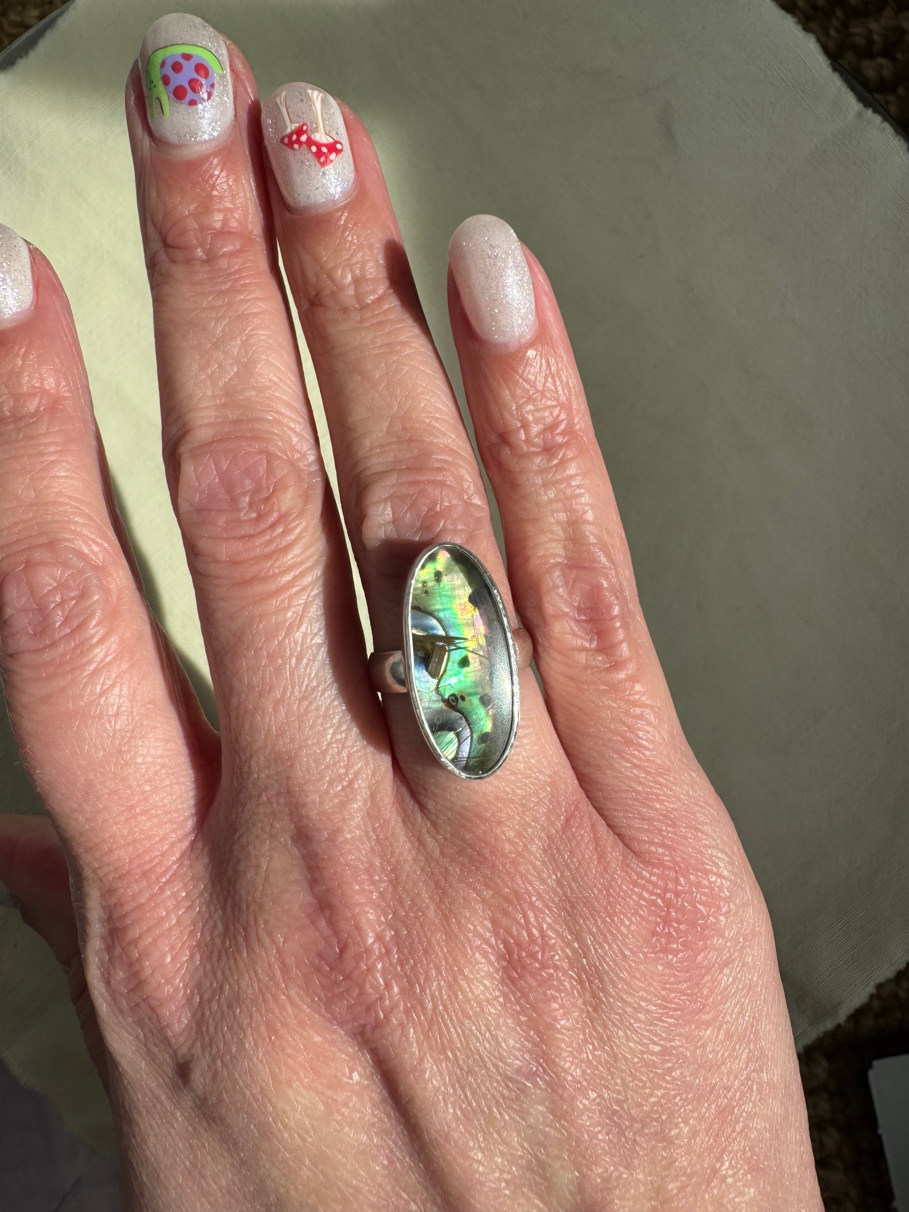 Rutile Quartz with New Zealand Abalone (Size 6.5)