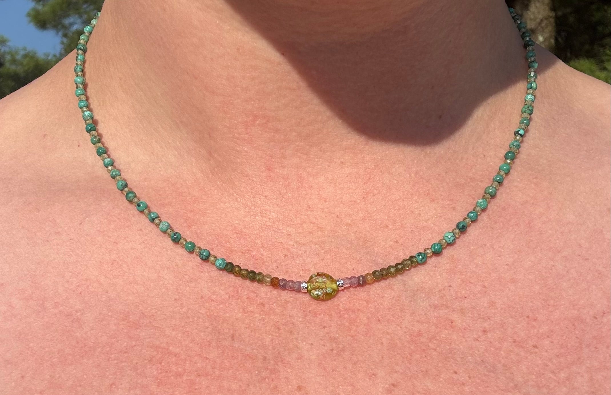 Turquoise, Tourmaline & Peridot Necklace