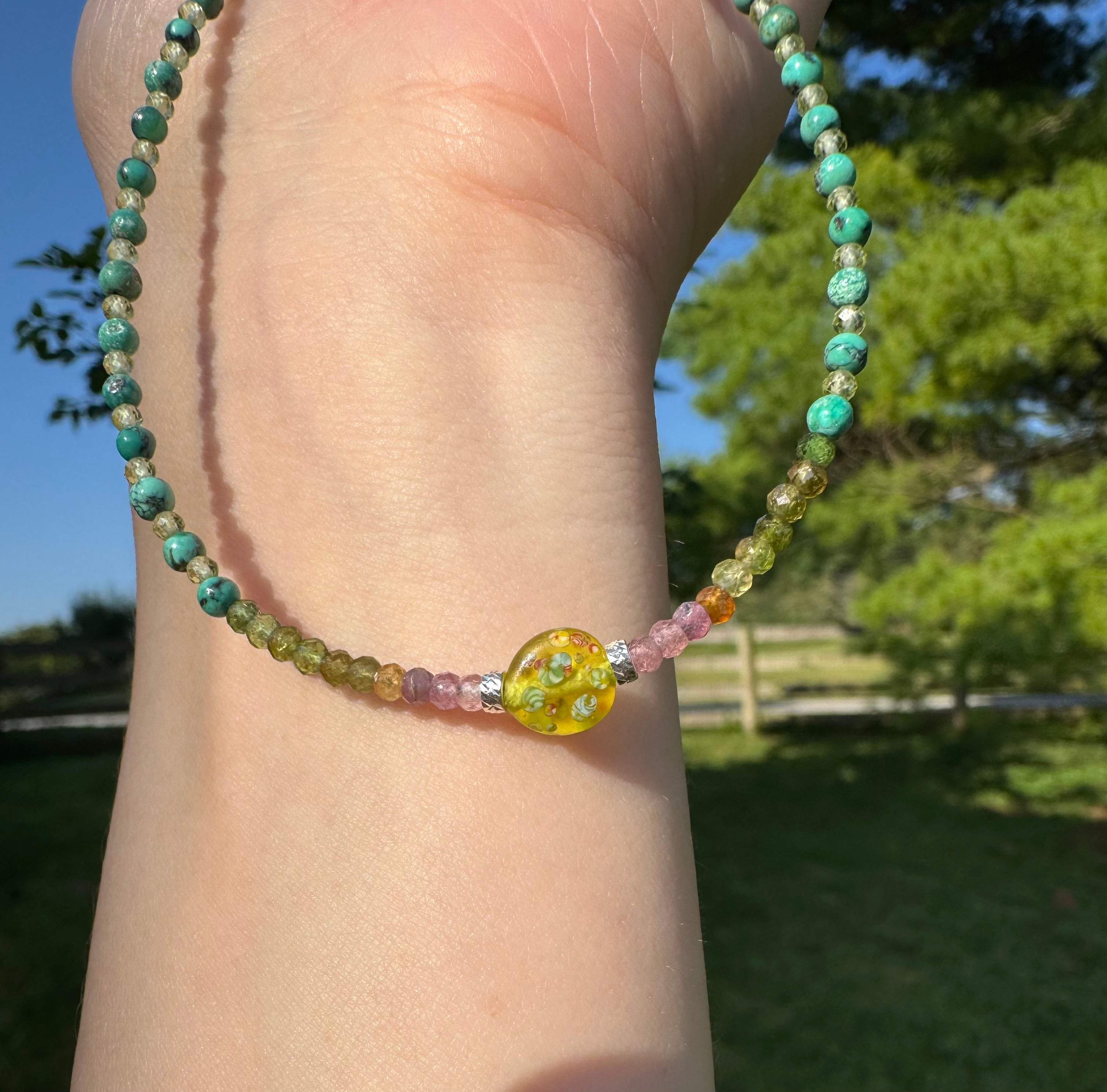 Turquoise, Tourmaline & Peridot Necklace