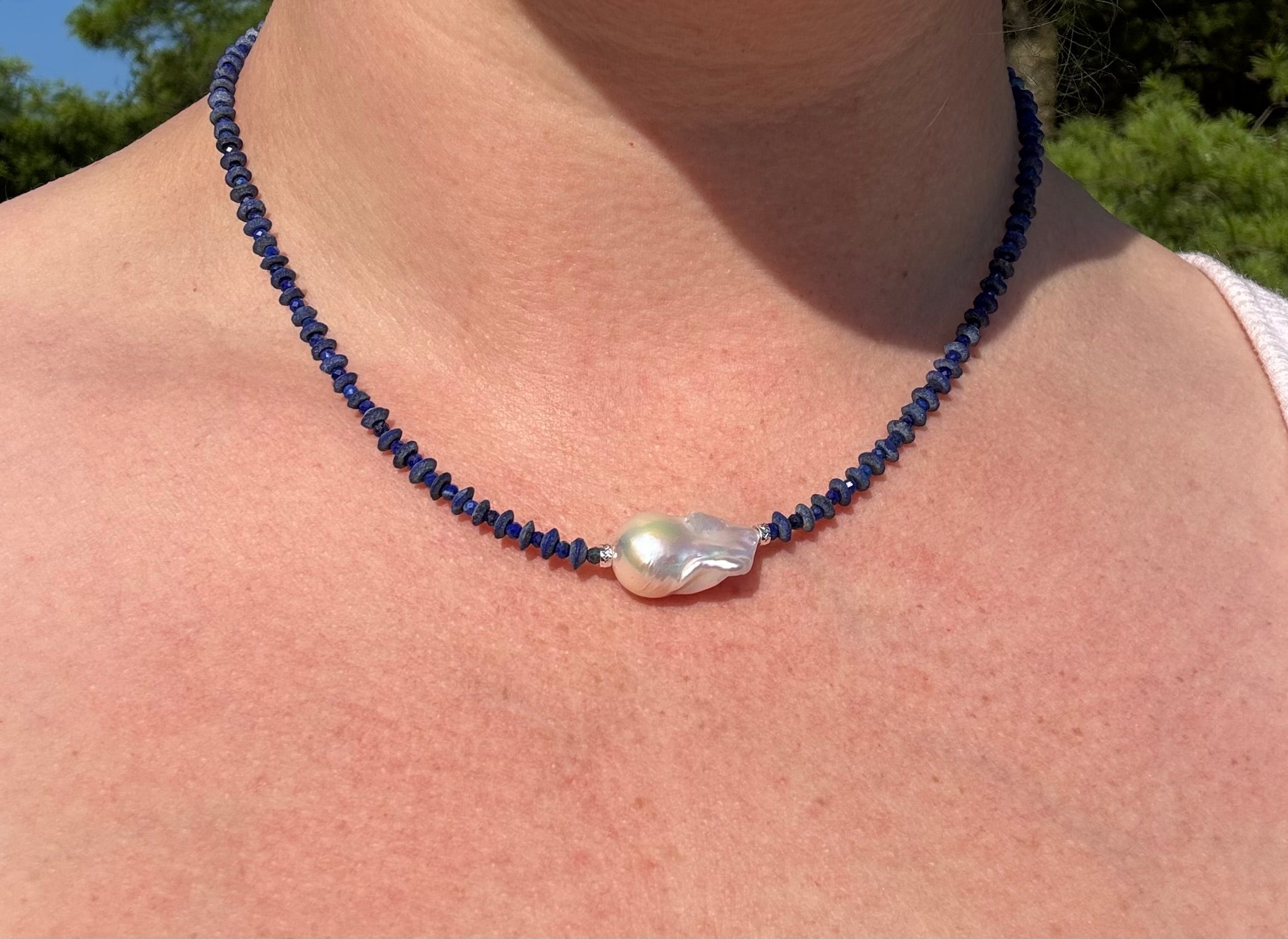 Lapis & Pearl Necklace