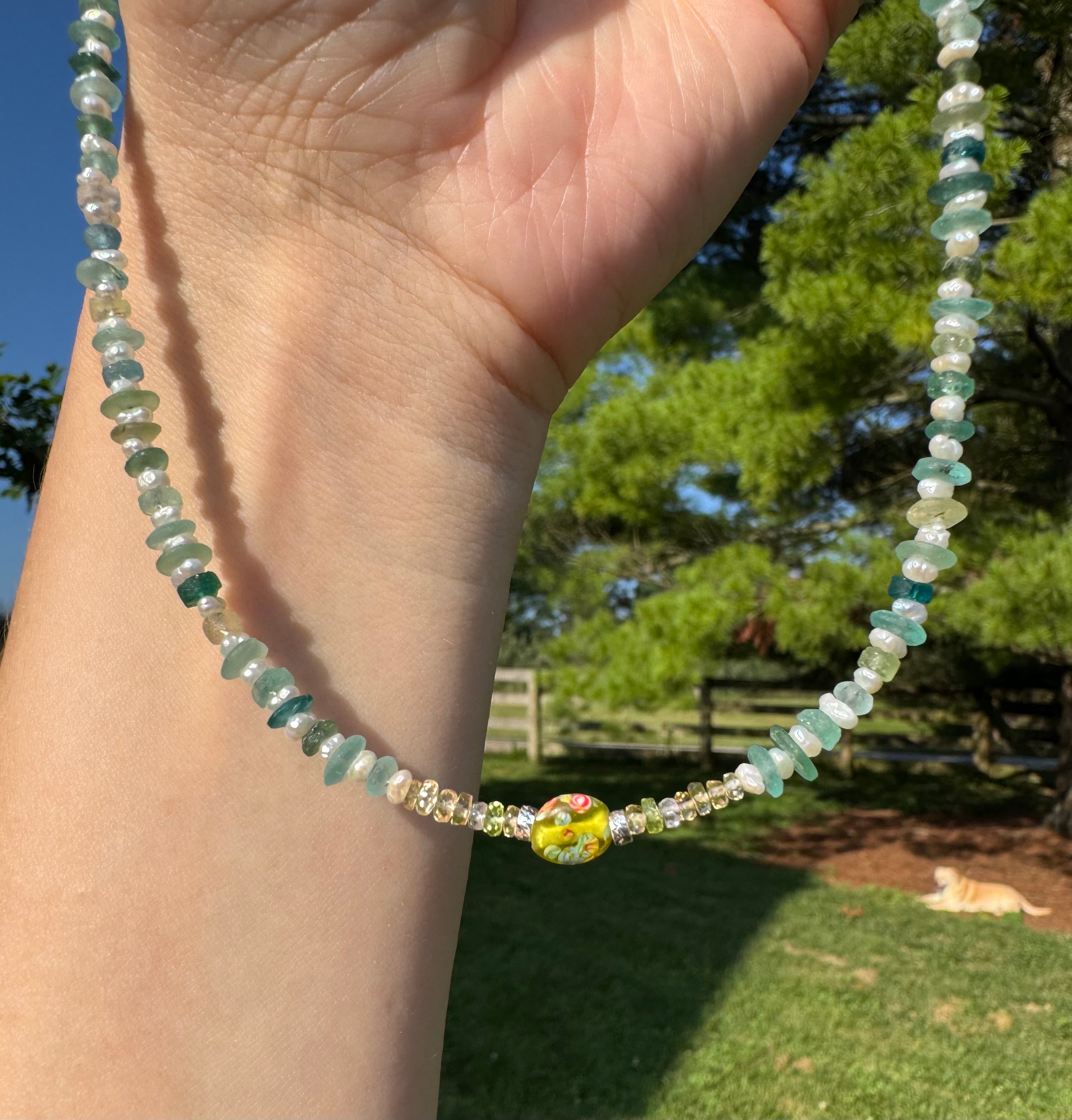 Montana Sapphire & Pearl Necklace