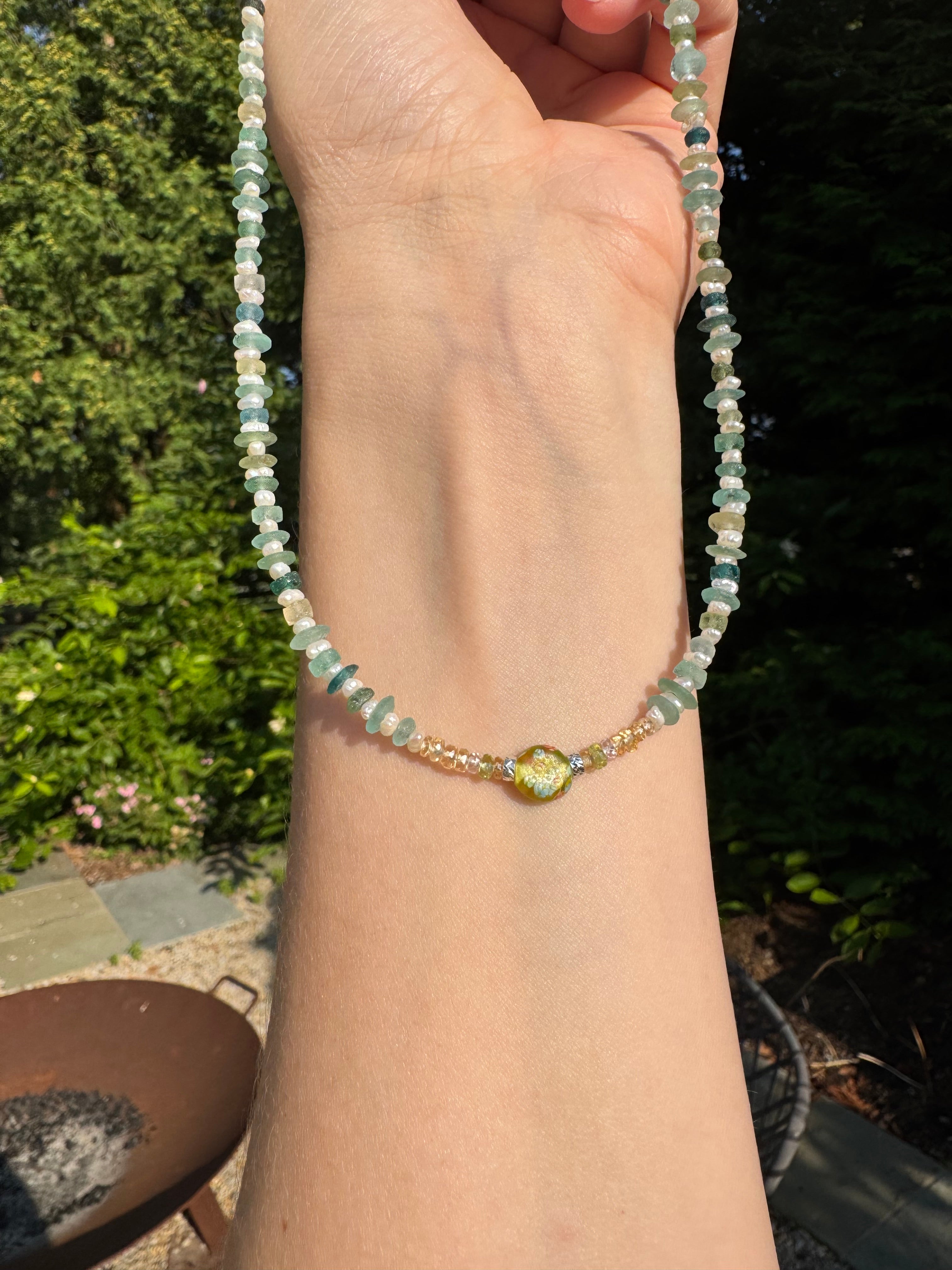Montana Sapphire & Pearl Necklace