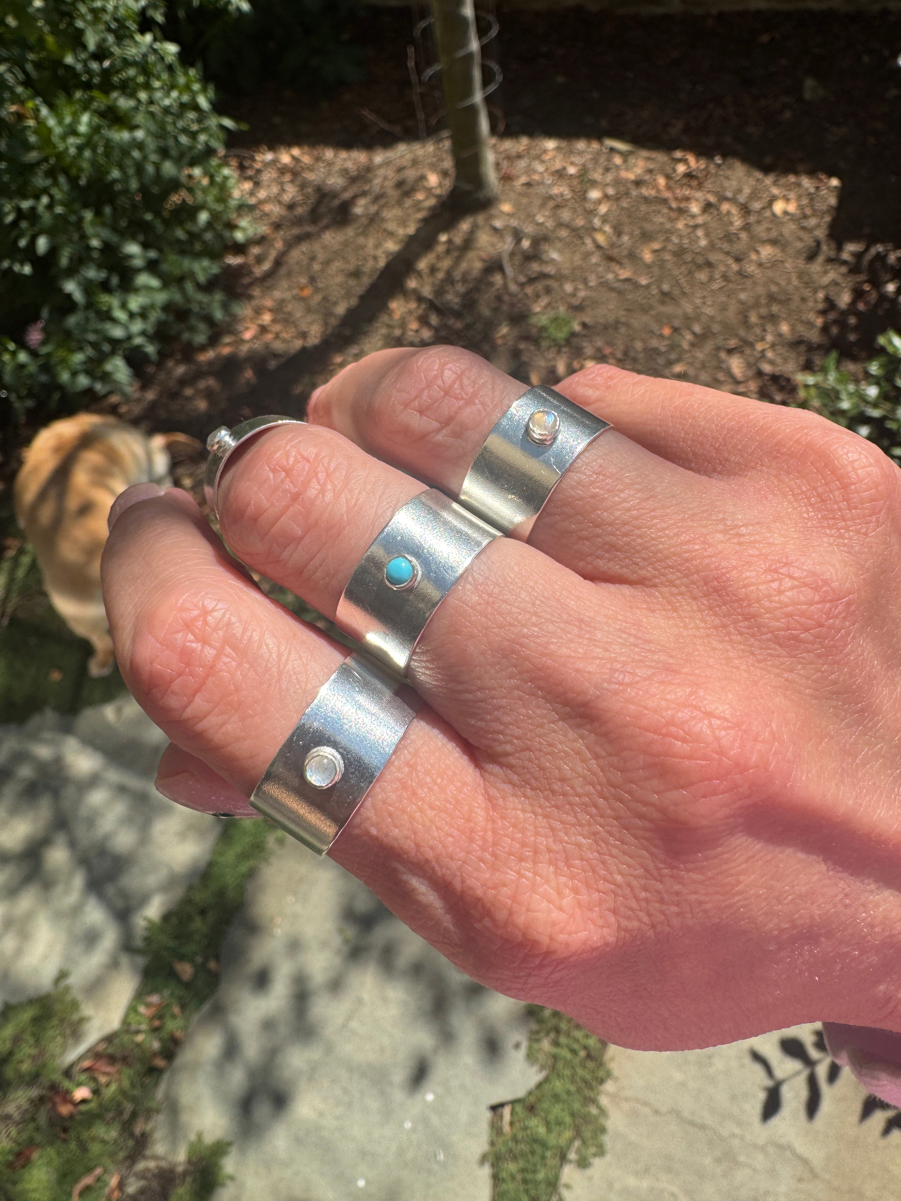 Wide Band Rings with 3mm Stones
