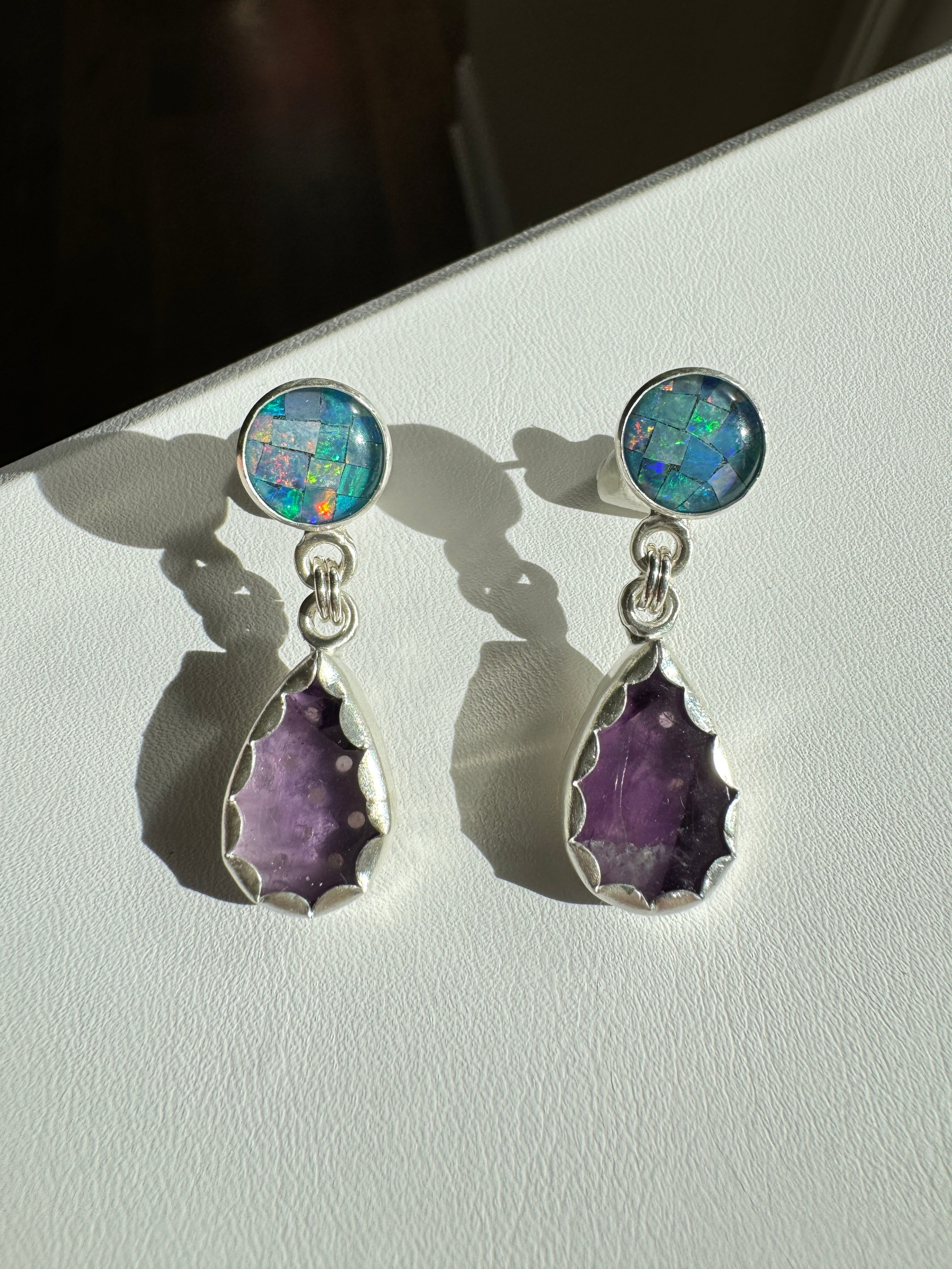 Amethyst with Kyocera Mosaic Studs
