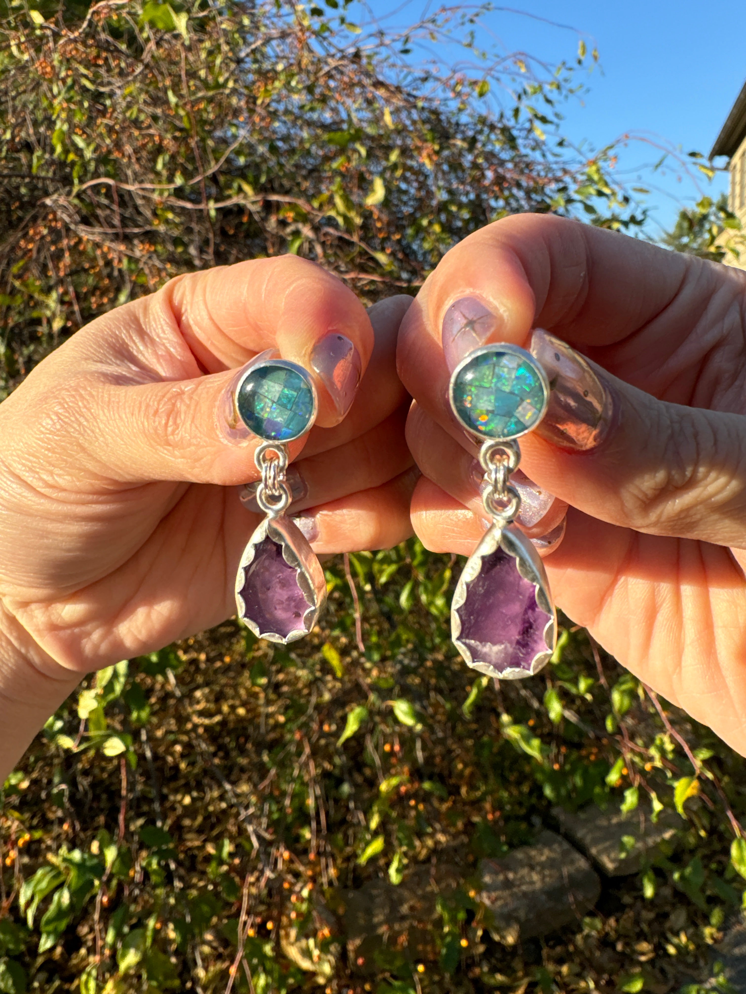 Amethyst with Kyocera Mosaic Studs