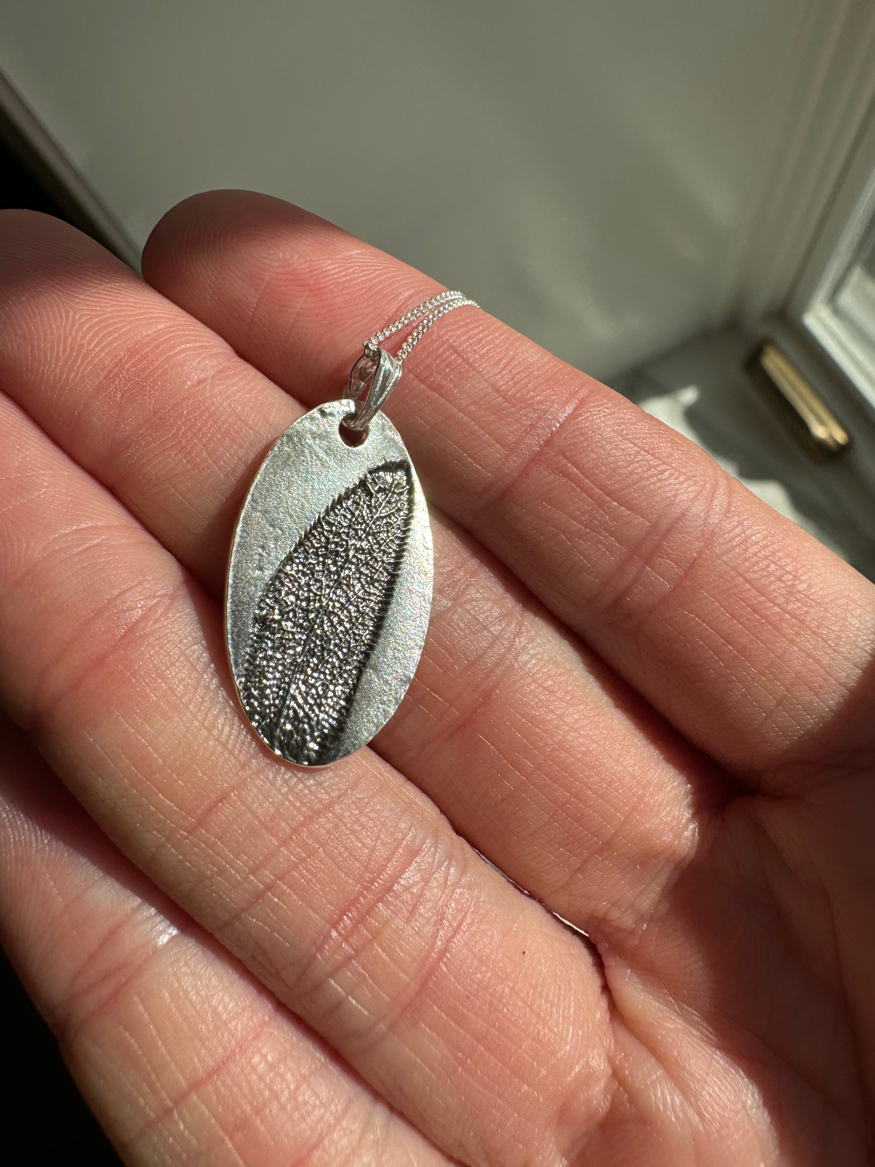 Fine Silver botanical sage pendants for necklaces