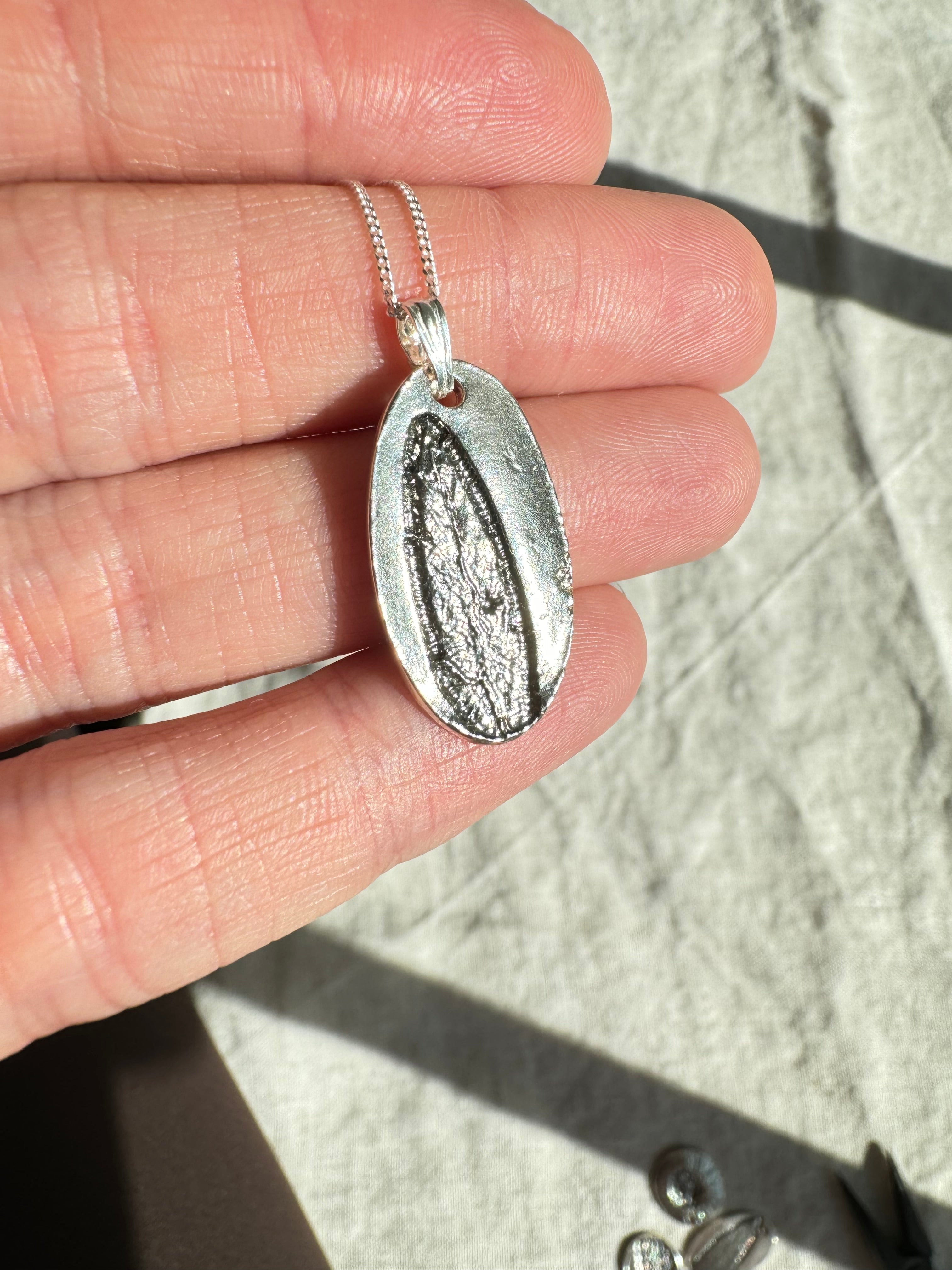 Fine Silver botanical sage pendants for necklaces