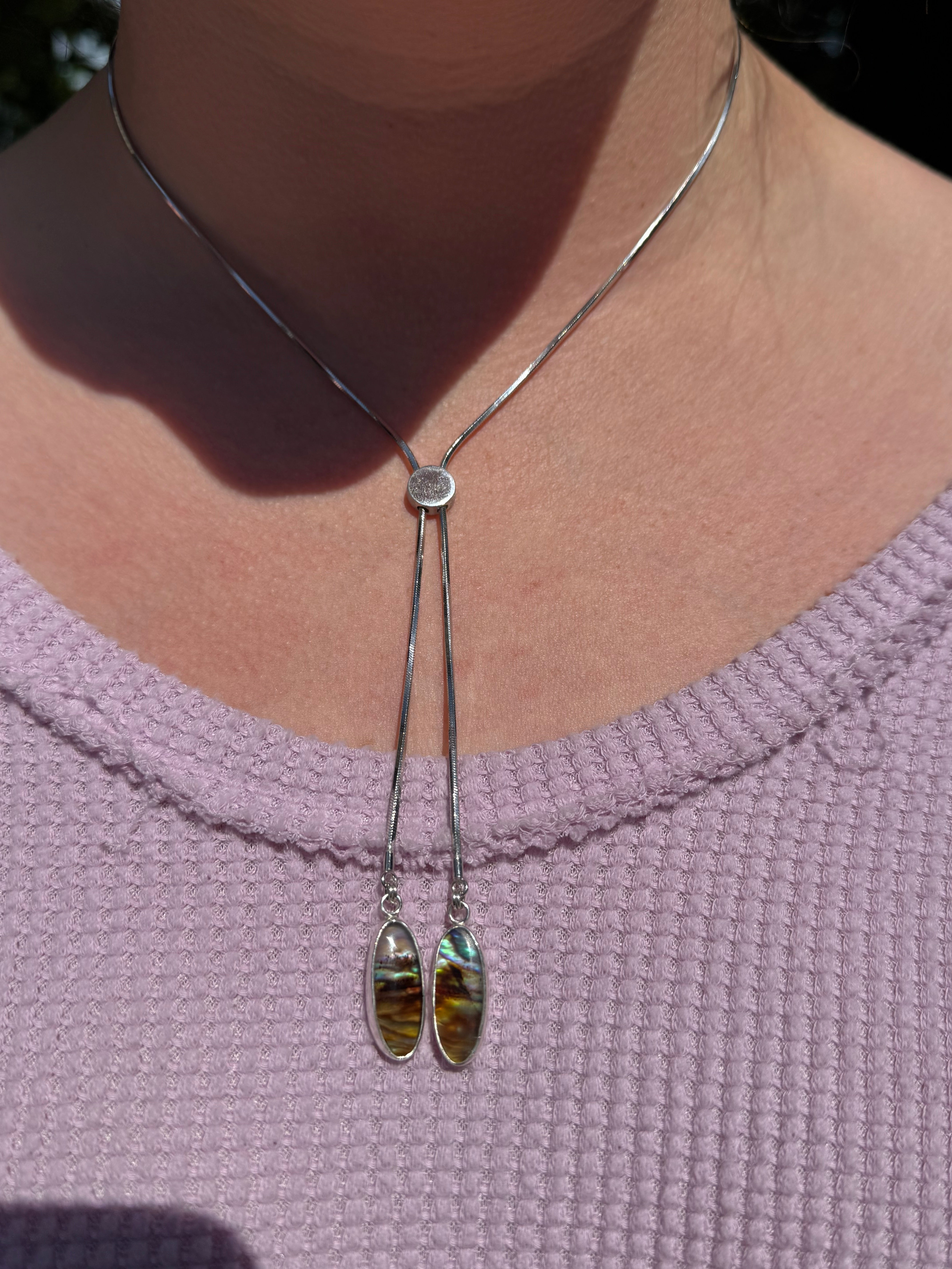 Abalone & Montana Agate Bolo Necklace